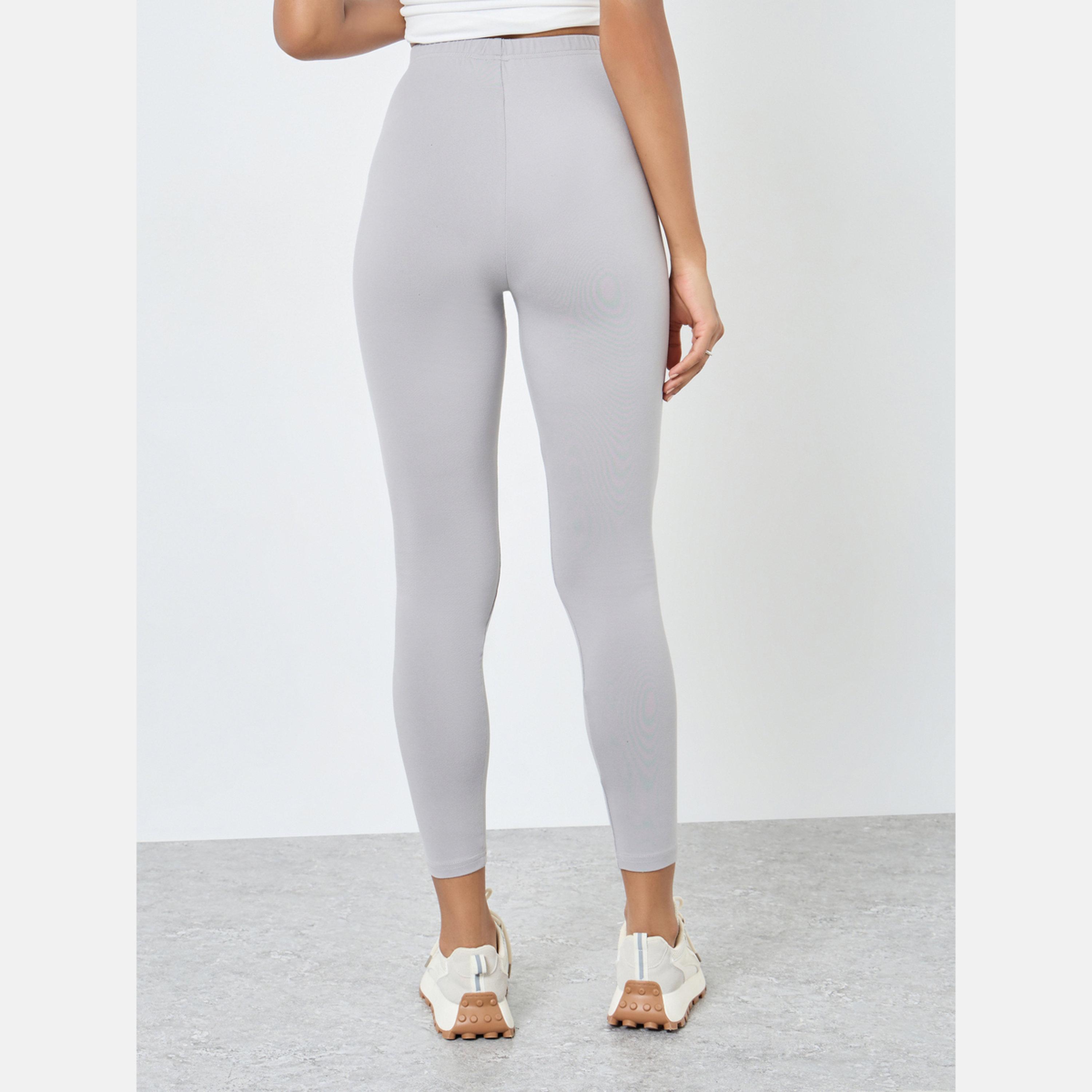 ستايلي - بنطال ضيق رمادي للنساء مع حزام خصر مطاطي-women-clothing-bottoms-leggings-image-4
