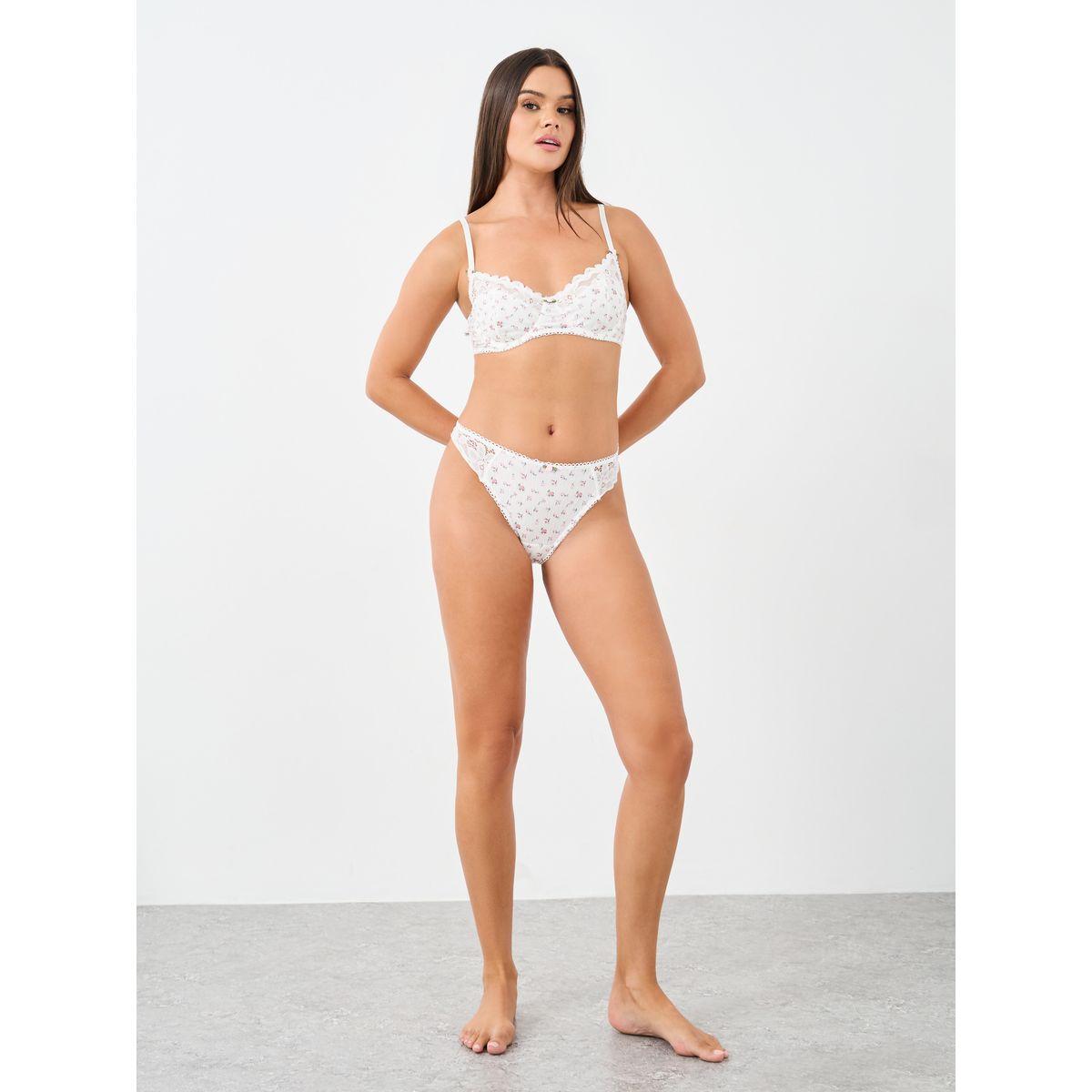 صدرية غير مبطنة بطبعة زهور مع سروال داخلي بنمط ثونغ-women-clothing-lingerie-lingeriesets-image-2