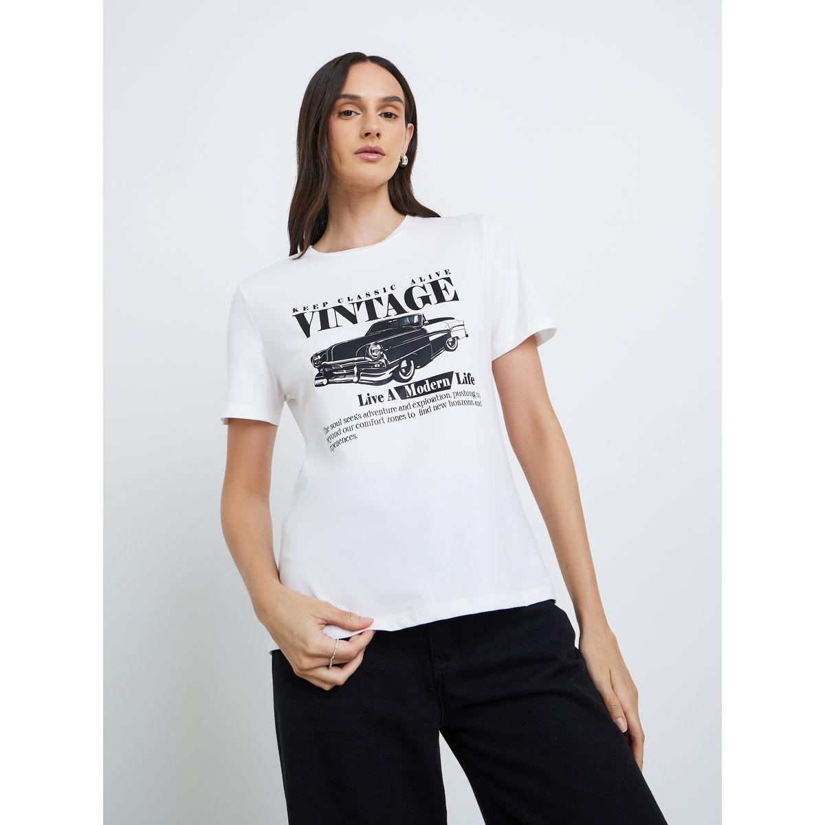 Styli Vintage Car Print Slim Fit T-Shirt-women-clothing-tshirts-image-3