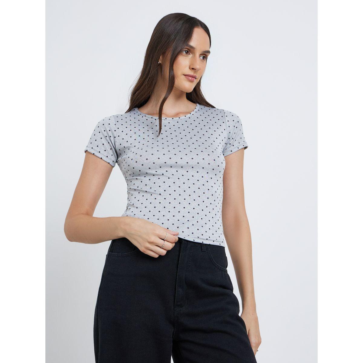 Styli Polka Dot Print Short Sleeve T-Shirt-women-clothing-tshirts-image-3