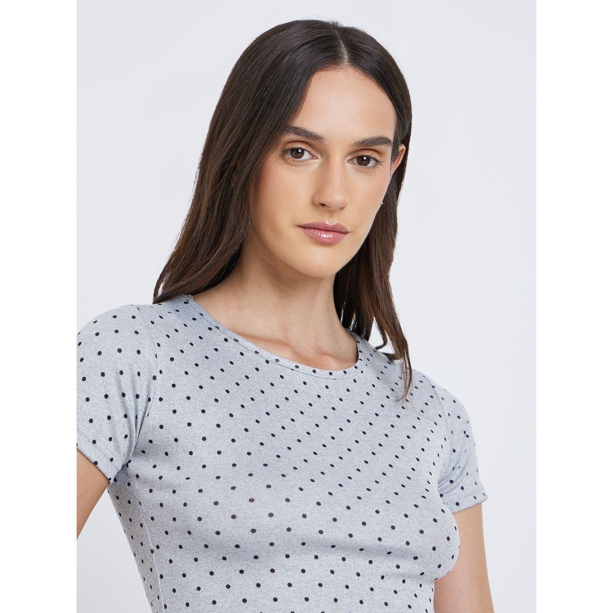Styli Polka Dot Print Short Sleeve T-Shirt-women-clothing-tshirts-image-4