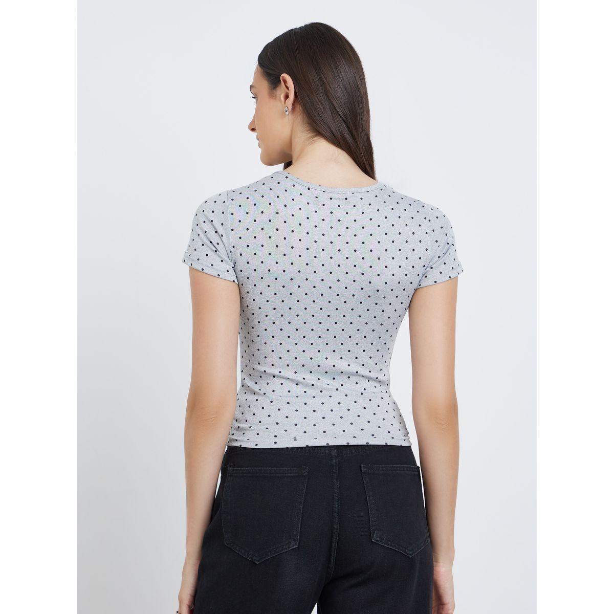 Styli Polka Dot Print Short Sleeve T-Shirt-women-clothing-tshirts-image-5