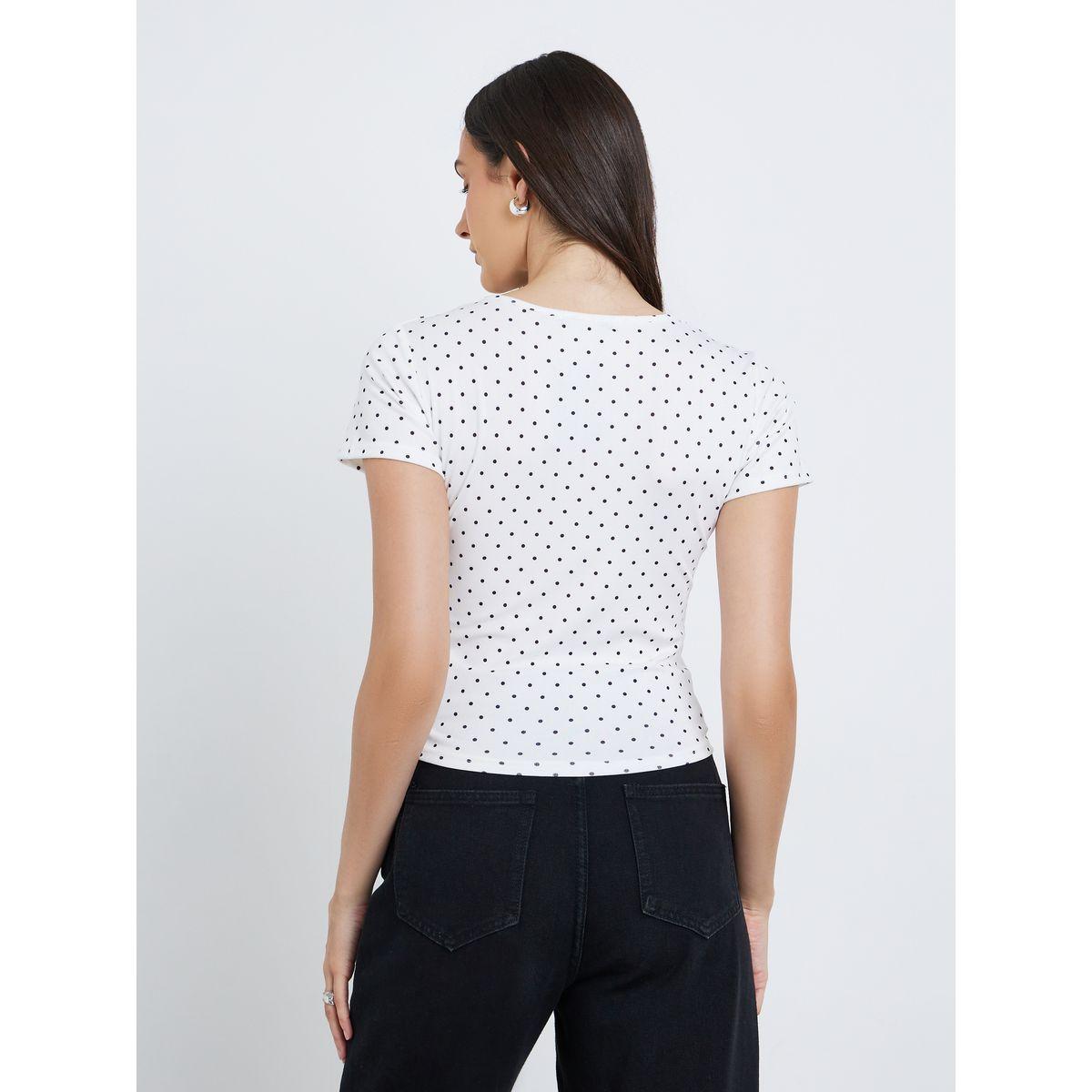 Styli Polka Dot Print Short Sleeve T-Shirt-women-clothing-tshirts-image-5