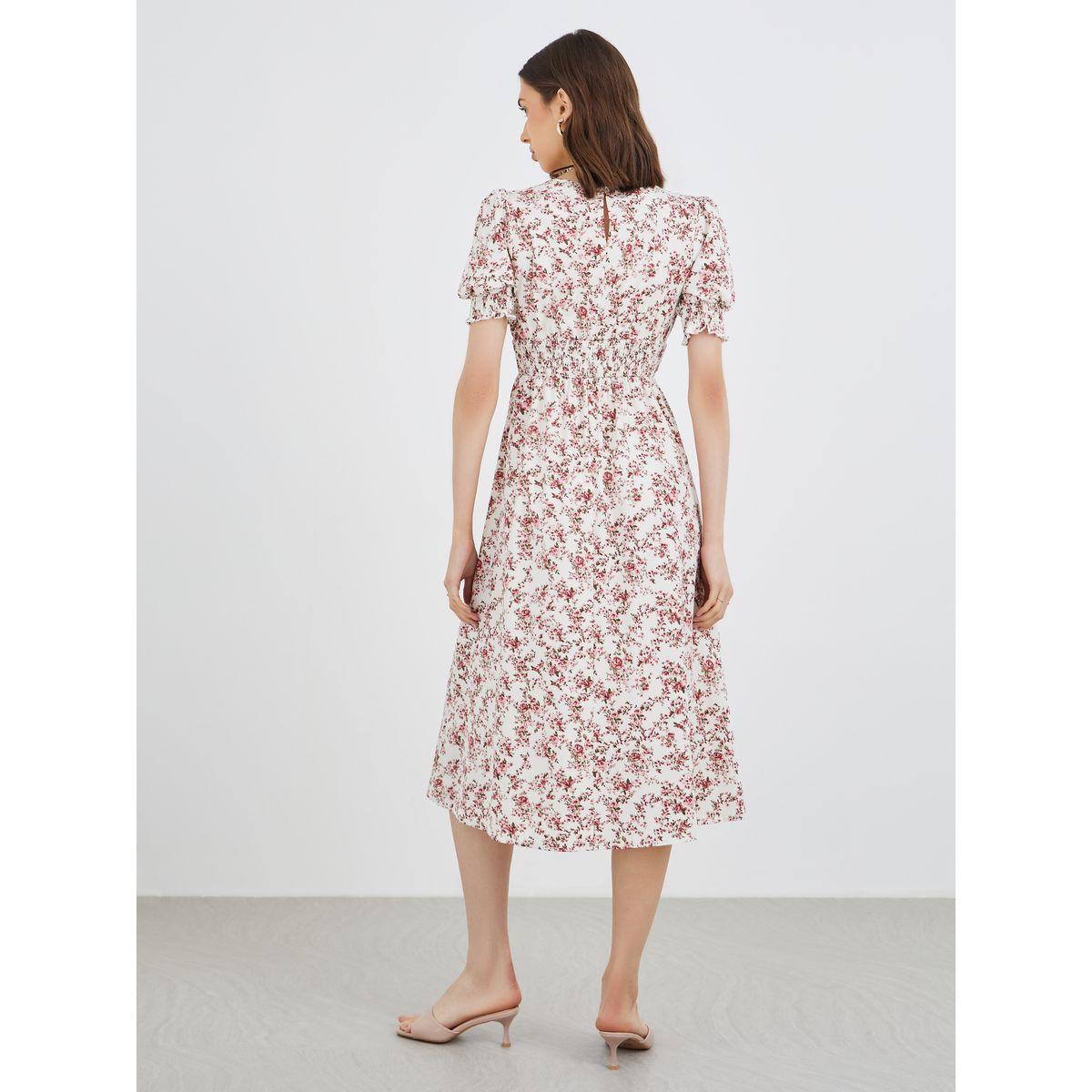 فستان ميدي بطبعة زهور مع حافة واسعة-women-clothing-dresses-image-5