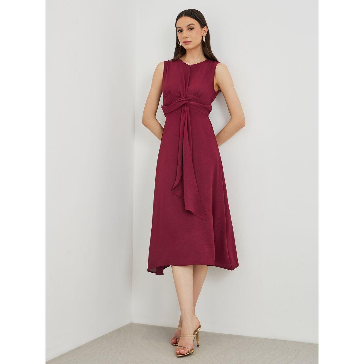 Styli Sleeveless Twist Front A-Line Midi Dress-women-clothing-dresses-image-1