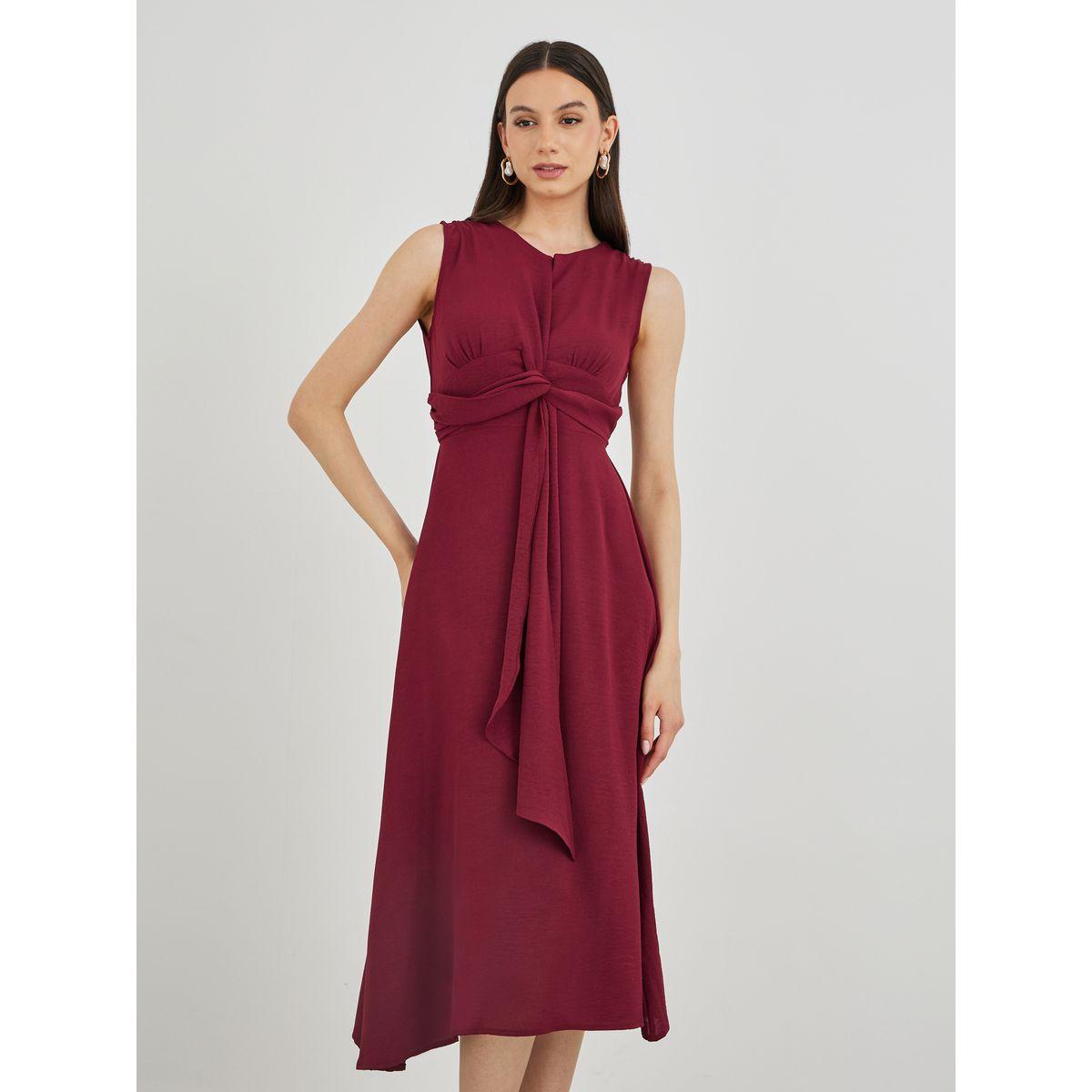 Styli Sleeveless Twist Front A-Line Midi Dress-women-clothing-dresses-image-3