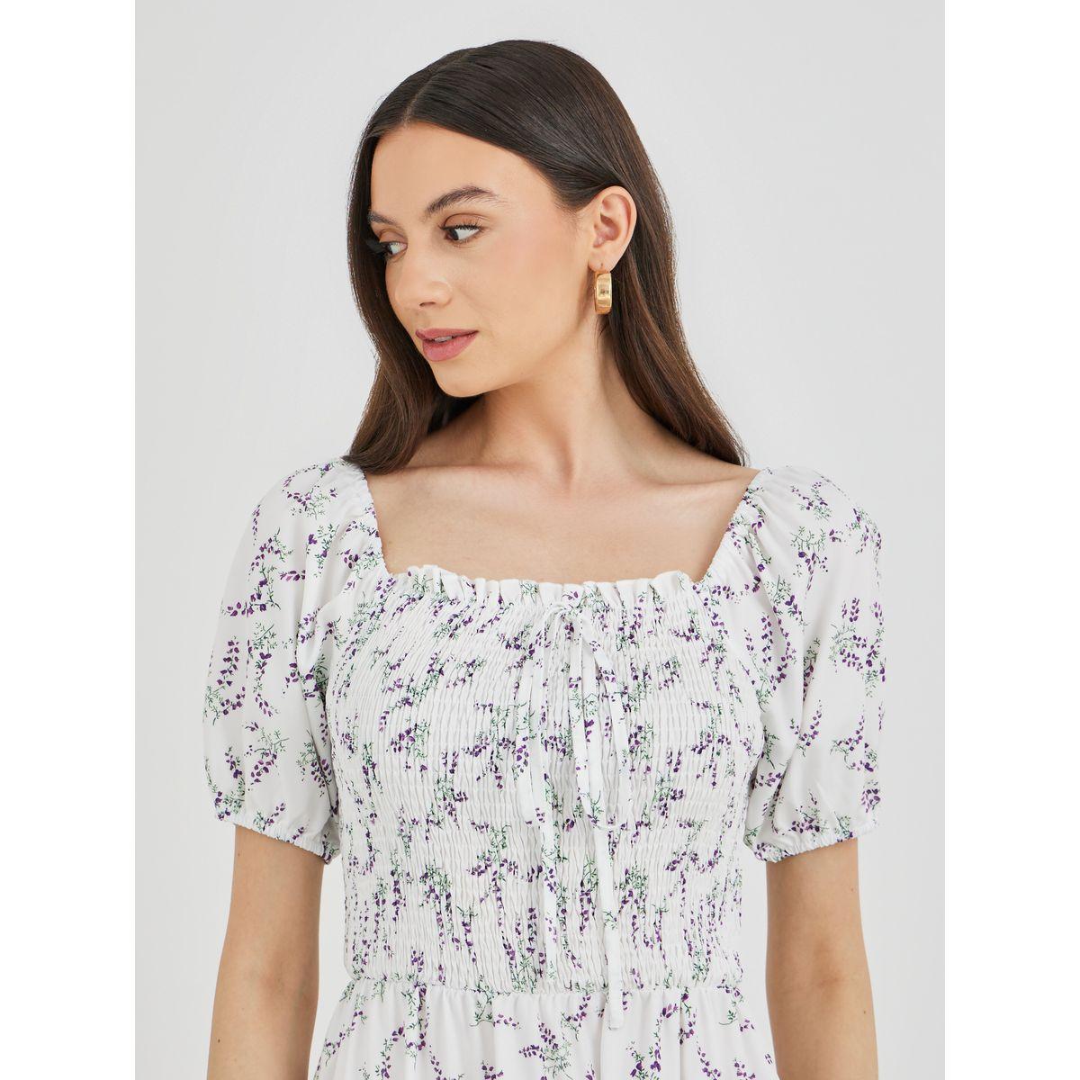 Styli Floral Print Puff Sleeve Smocked Midi Dress-women-clothing-dresses-image-4