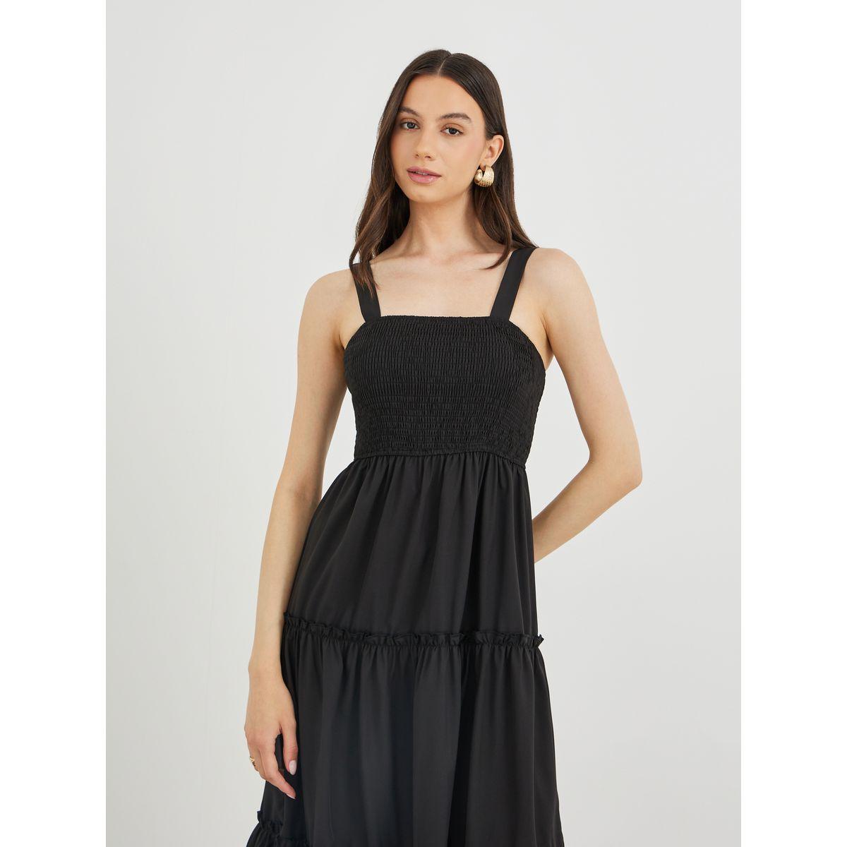 Styli Solid Smocking Detail A-Line Strappy Midi Dress-women-clothing-dresses-image-3