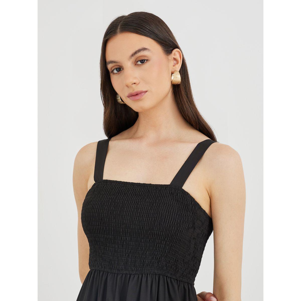 Styli Solid Smocking Detail A-Line Strappy Midi Dress-women-clothing-dresses-image-4
