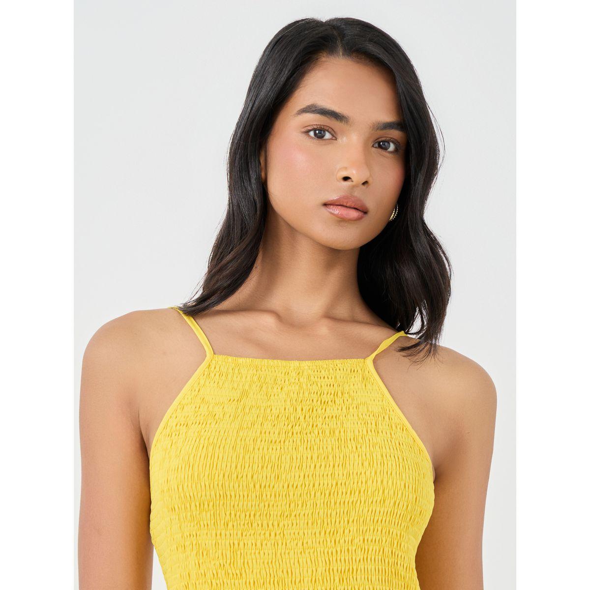 Styli Solid Smocking Detail Ruffle Hem A-Line Midi Dress-women-clothing-dresses-image-4