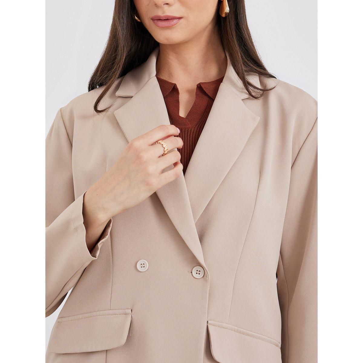 طقم منسق من بنطال وبليزر سادة-women-clothing-coordsets-image-4