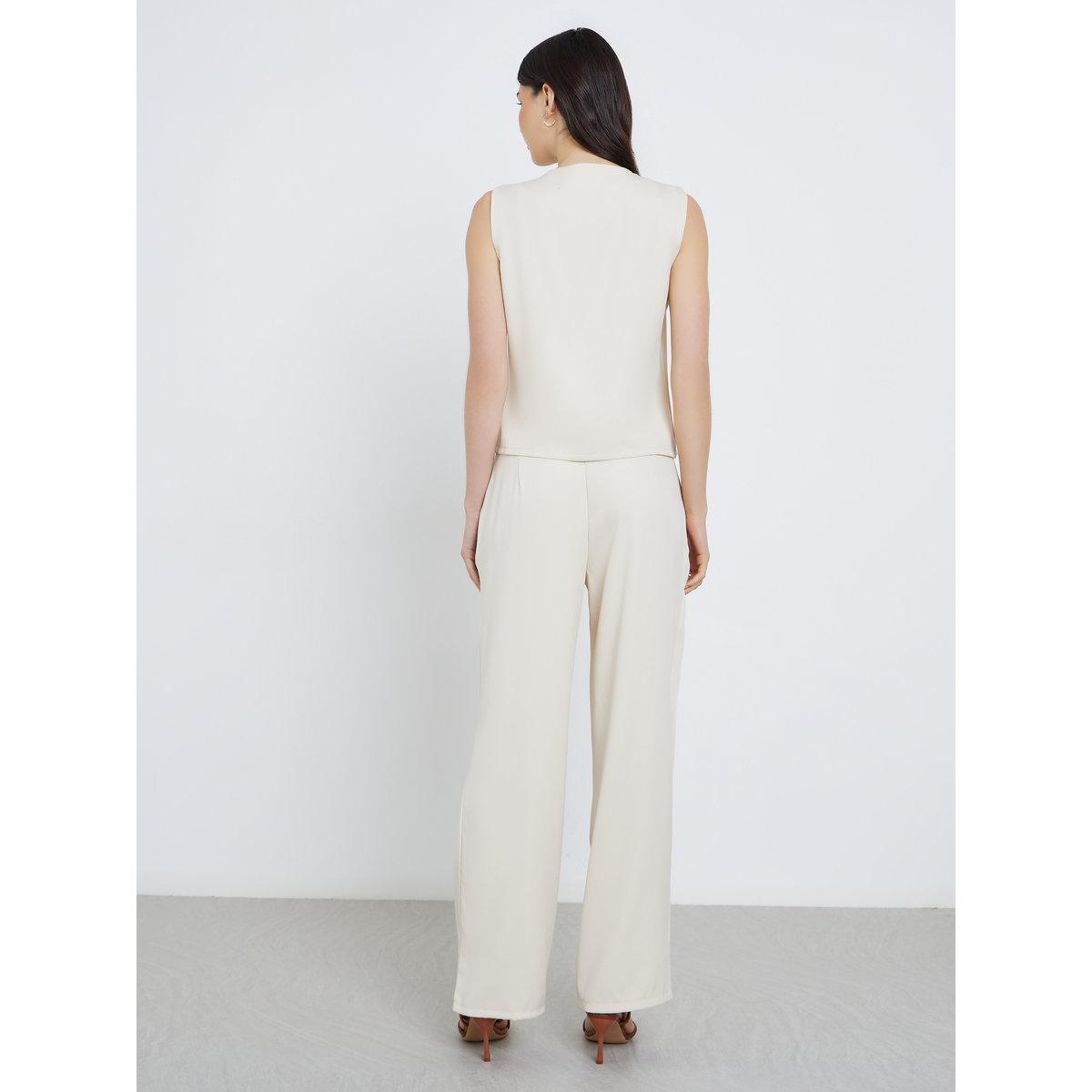 Styli Solid Sleeveless Buttoned Top and Pant Co-Ords-women-clothing-coordsets-image-4