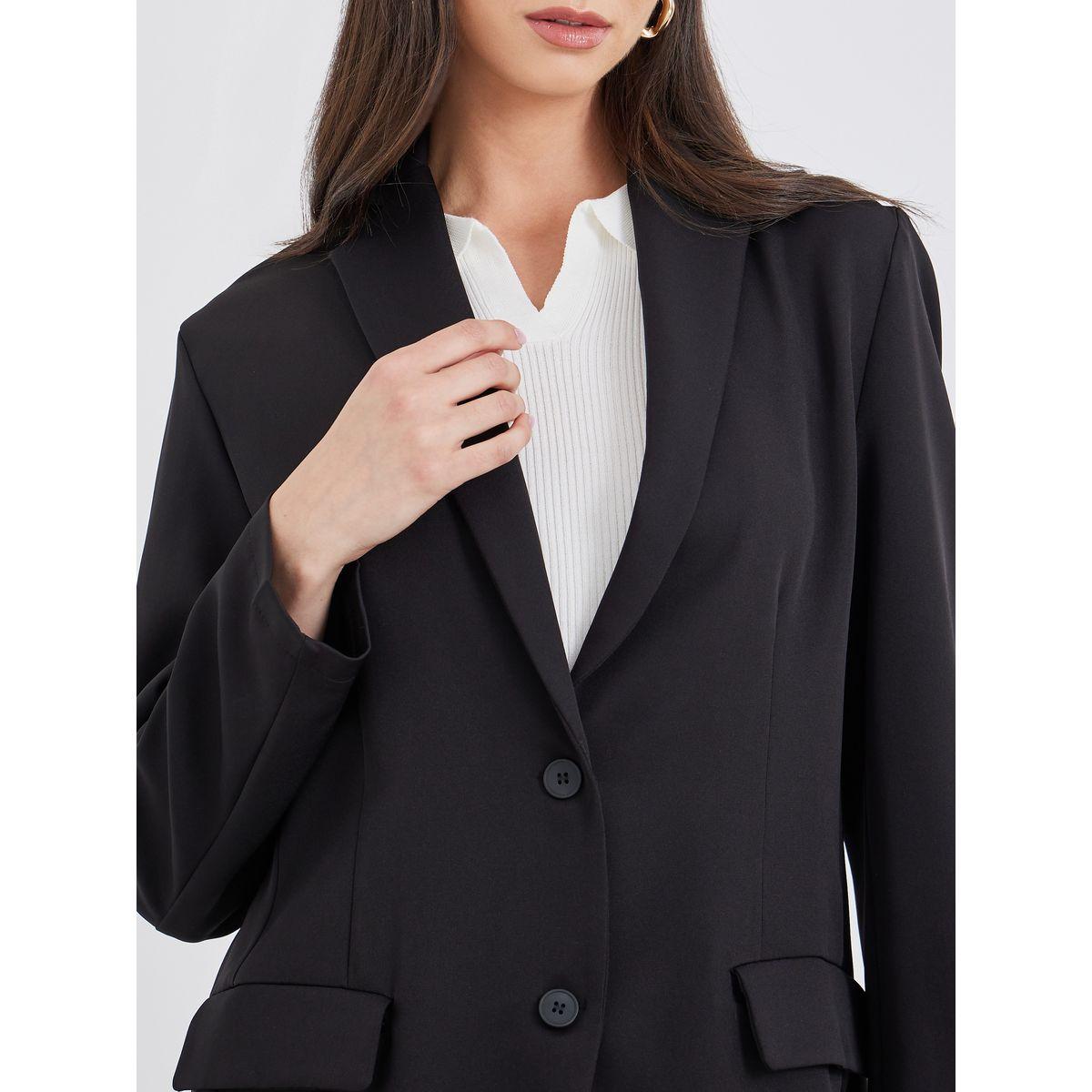 Styli Women Black Solid Casual Blazer and Pants Co-Ods-women-clothing-coordsets-image-3