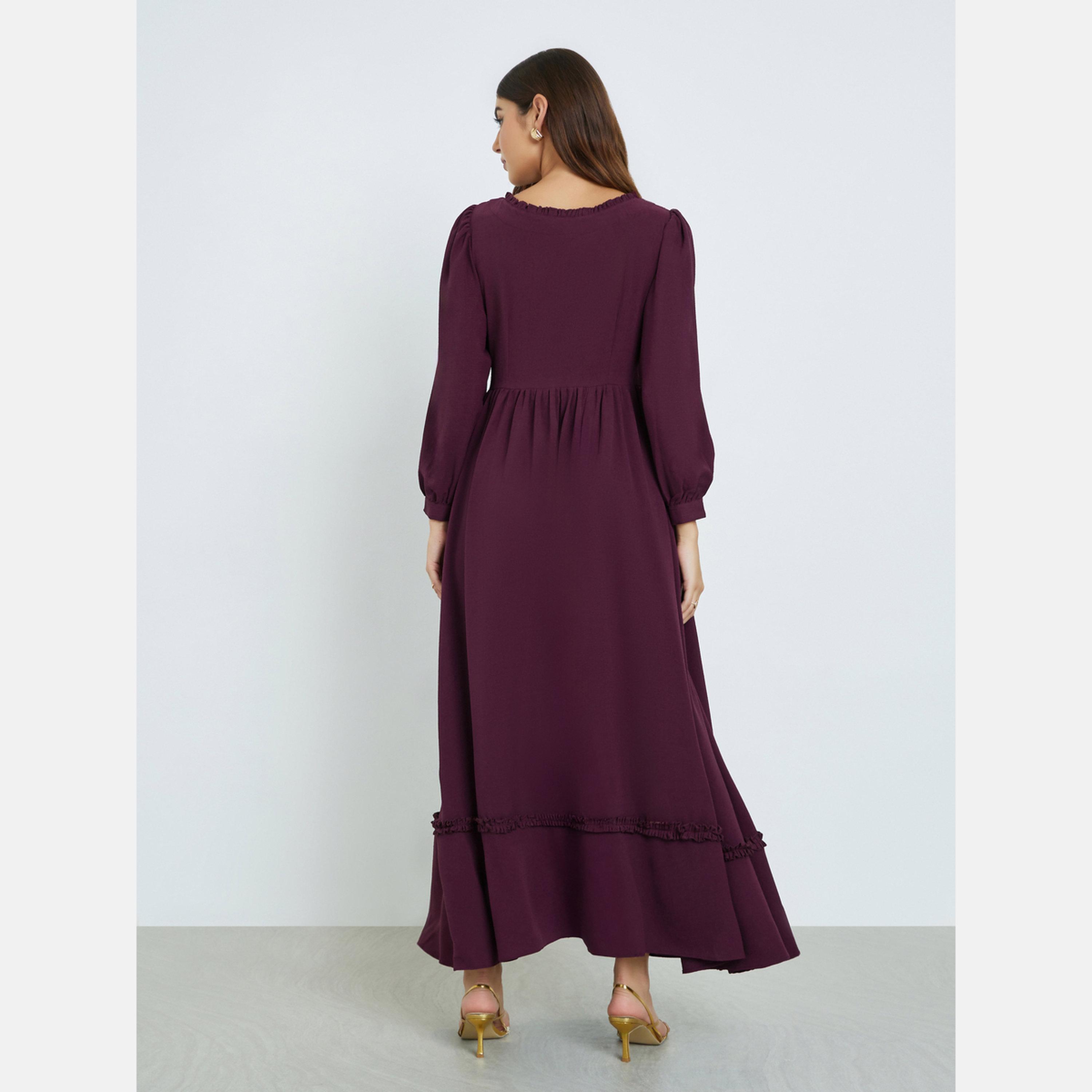Maxim Creation Square Neck Maxi Dress with Long Sleeves-women-clothing-dresses-image-5
