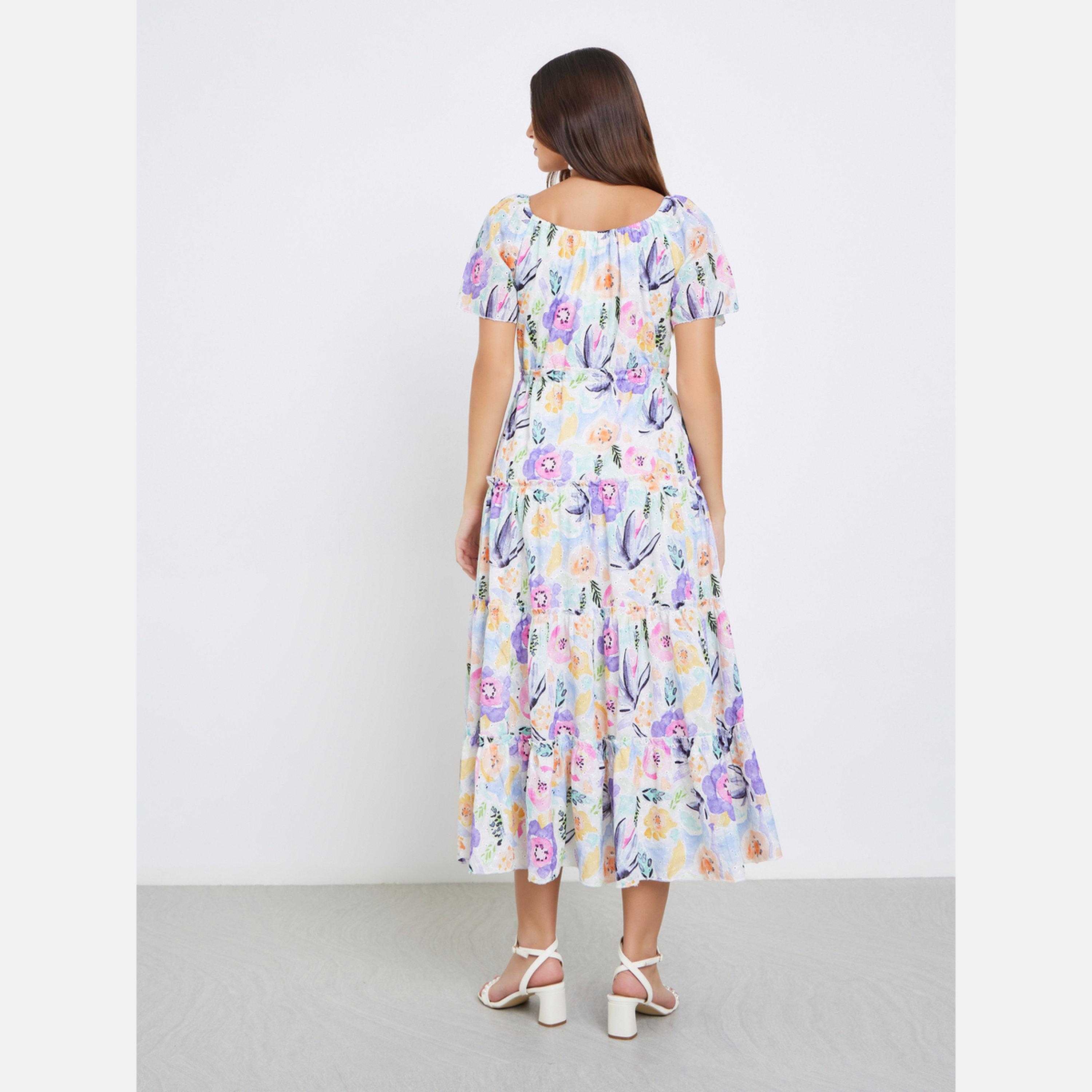ماكسيم كرييشن - فستان متوسط الطول بطبعة زهور للنساء-women-clothing-dresses-image-5