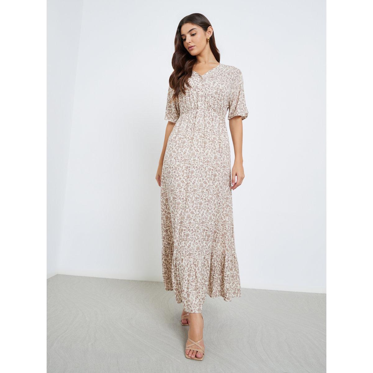 Maxim Creation All Over Print V Neck Maxi Dress-women-clothing-dresses-image-2