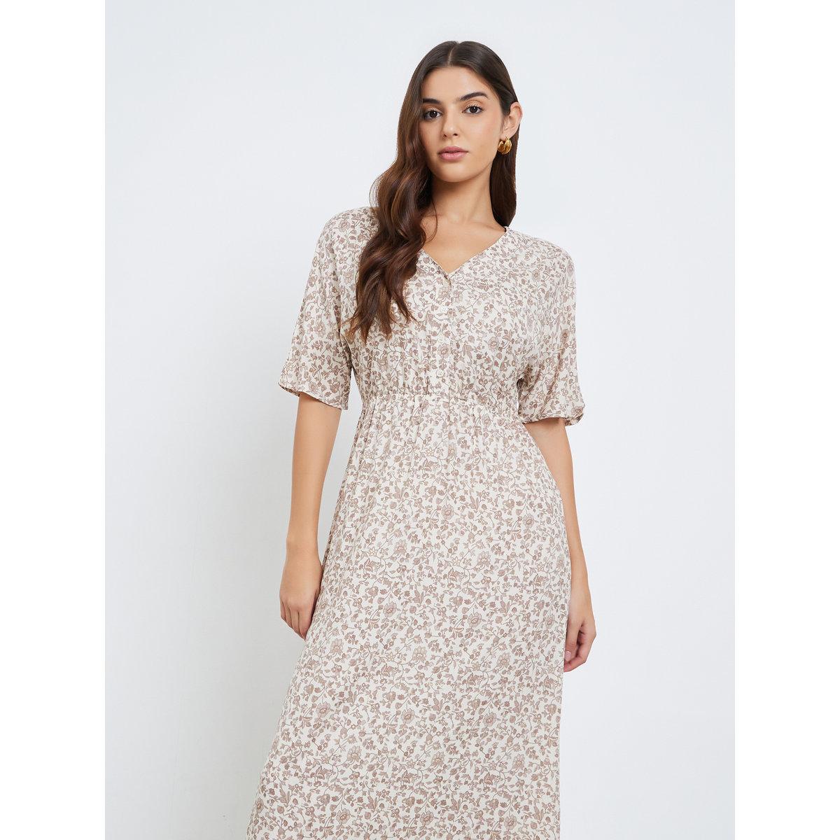 Maxim Creation All Over Print V Neck Maxi Dress-women-clothing-dresses-image-3
