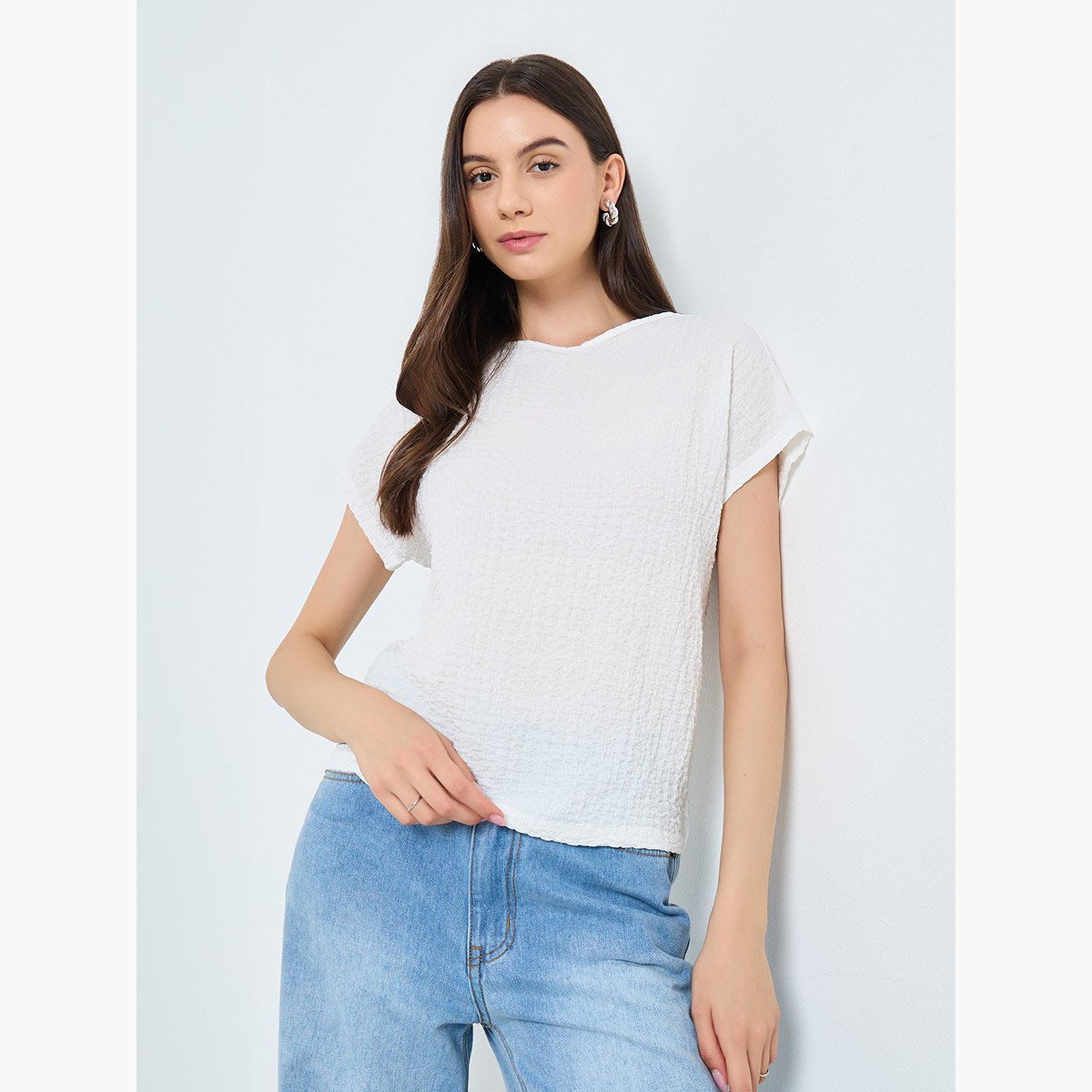 تيك تو - تي شيرت بأكمام قصيرة ومحكم-women-clothing-tshirts-image-1