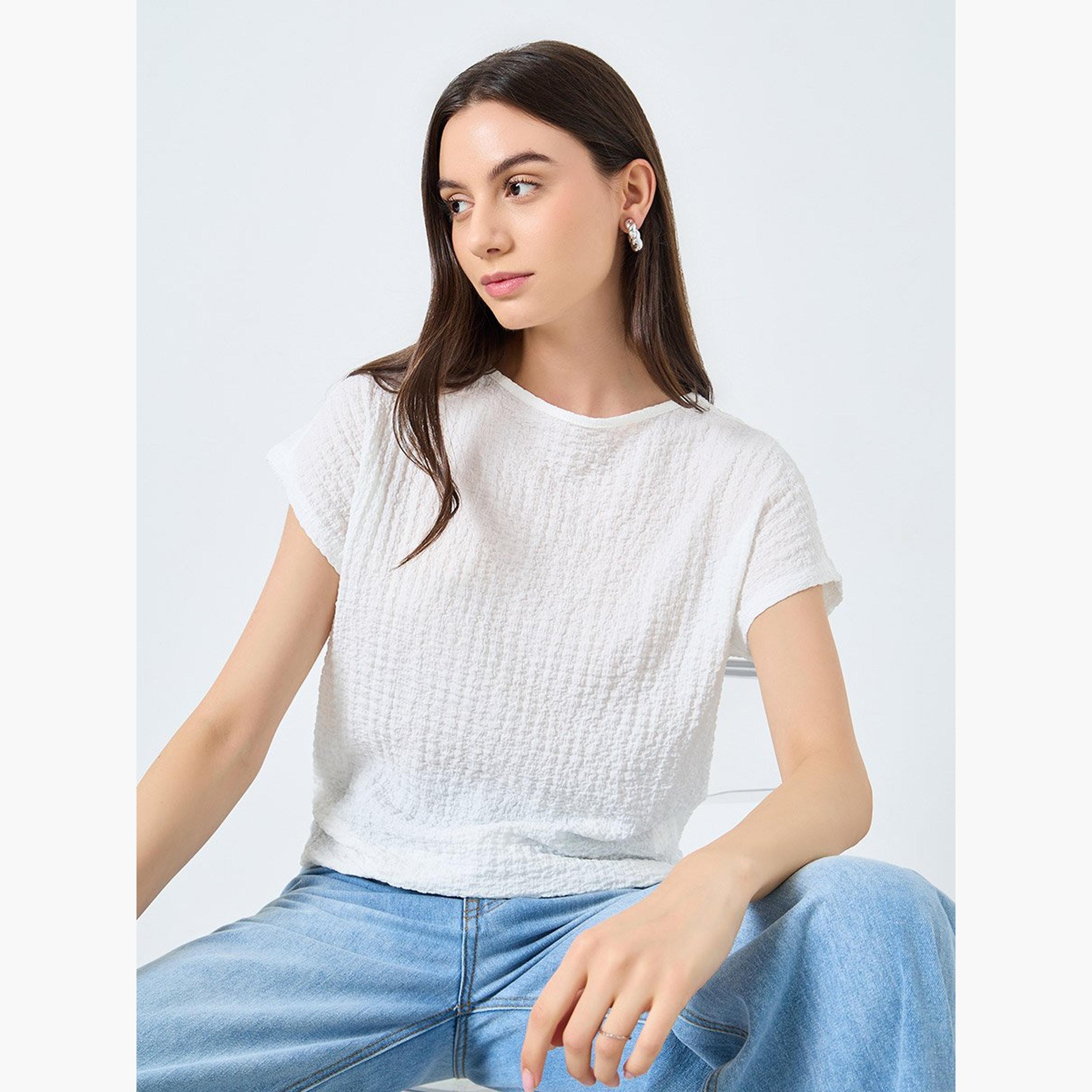 Take Two Textured Short Sleeve T-Shirt-women-clothing-tshirts-image-3