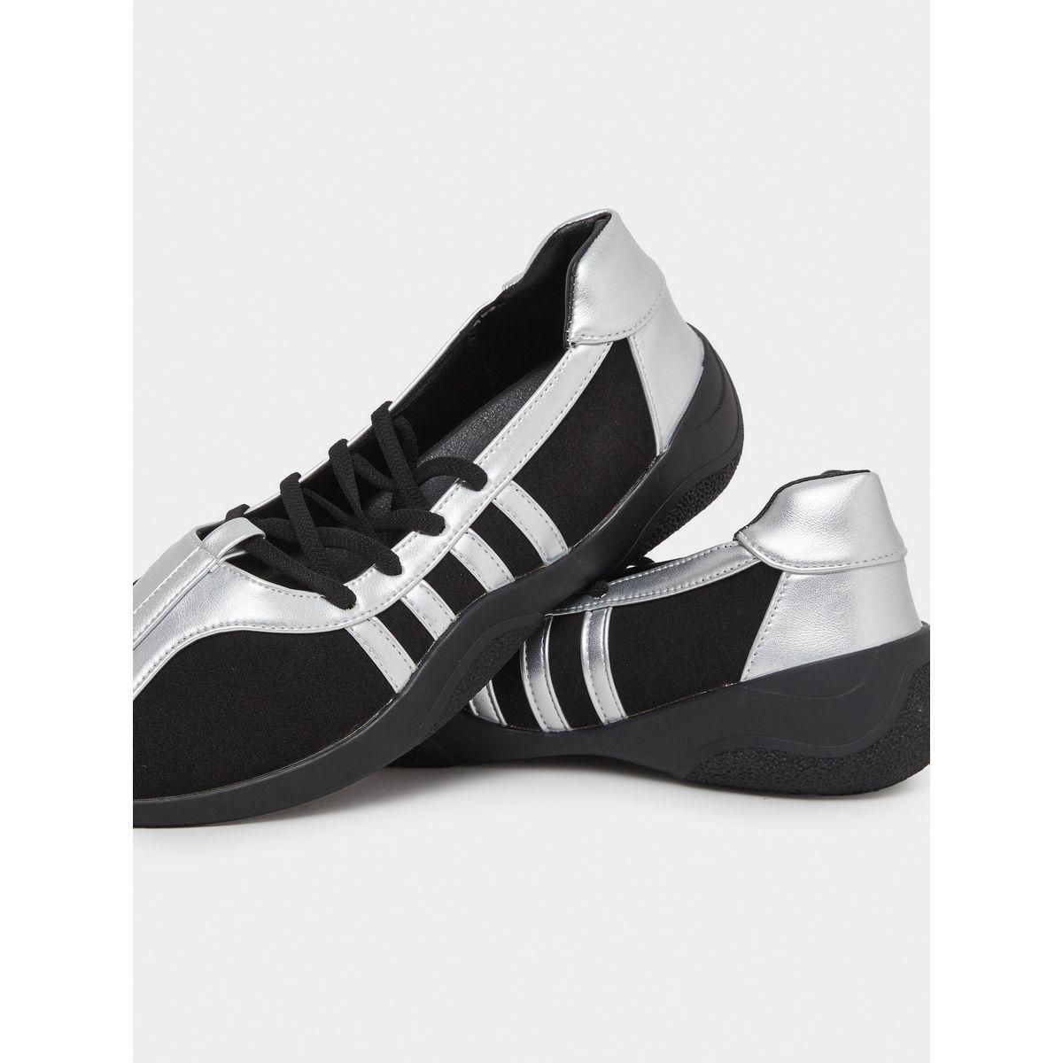 Styli Women Metallic Stretch Lace Sneakers-women-shoes-sneakers-image-3