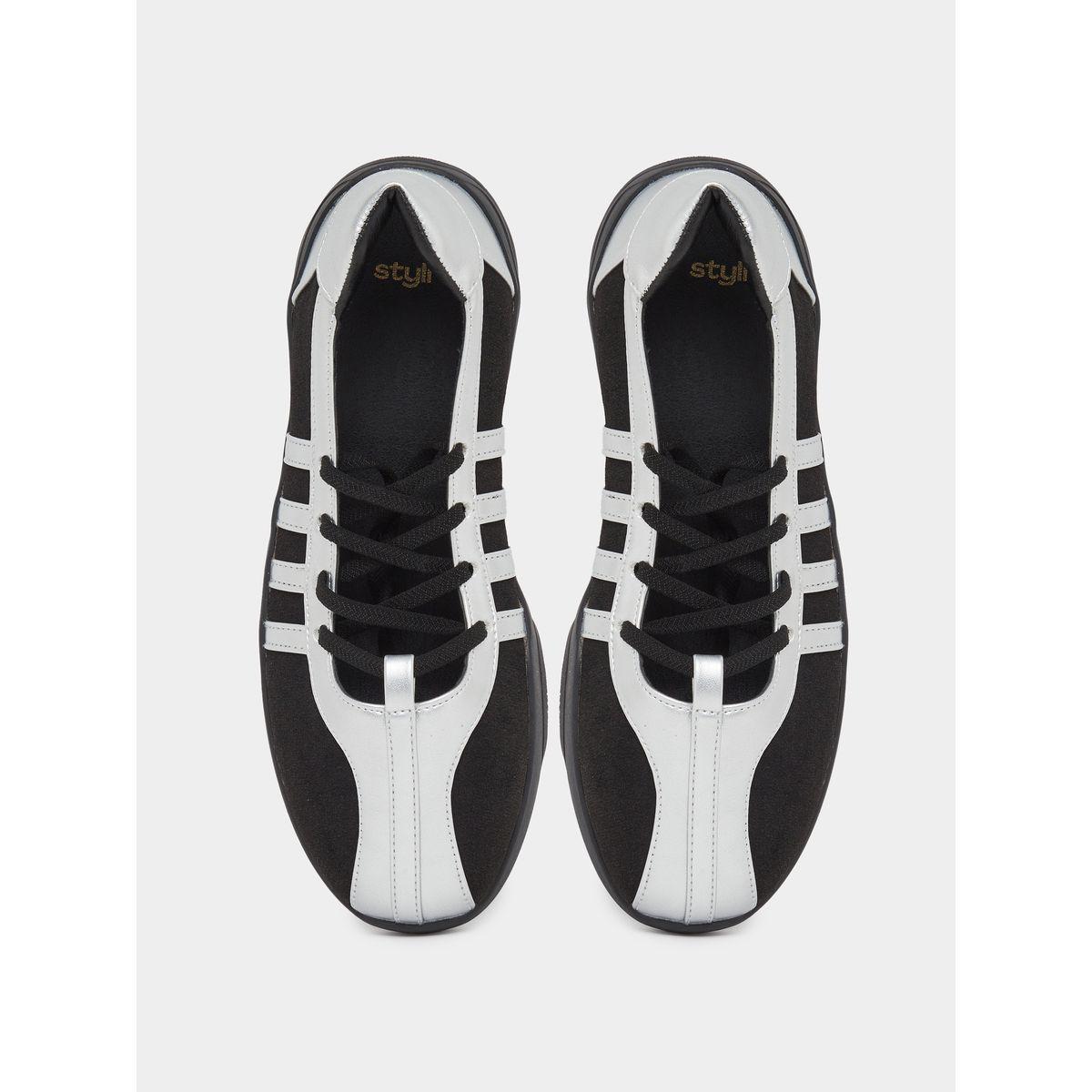 Styli Women Metallic Stretch Lace Sneakers-women-shoes-sneakers-image-5