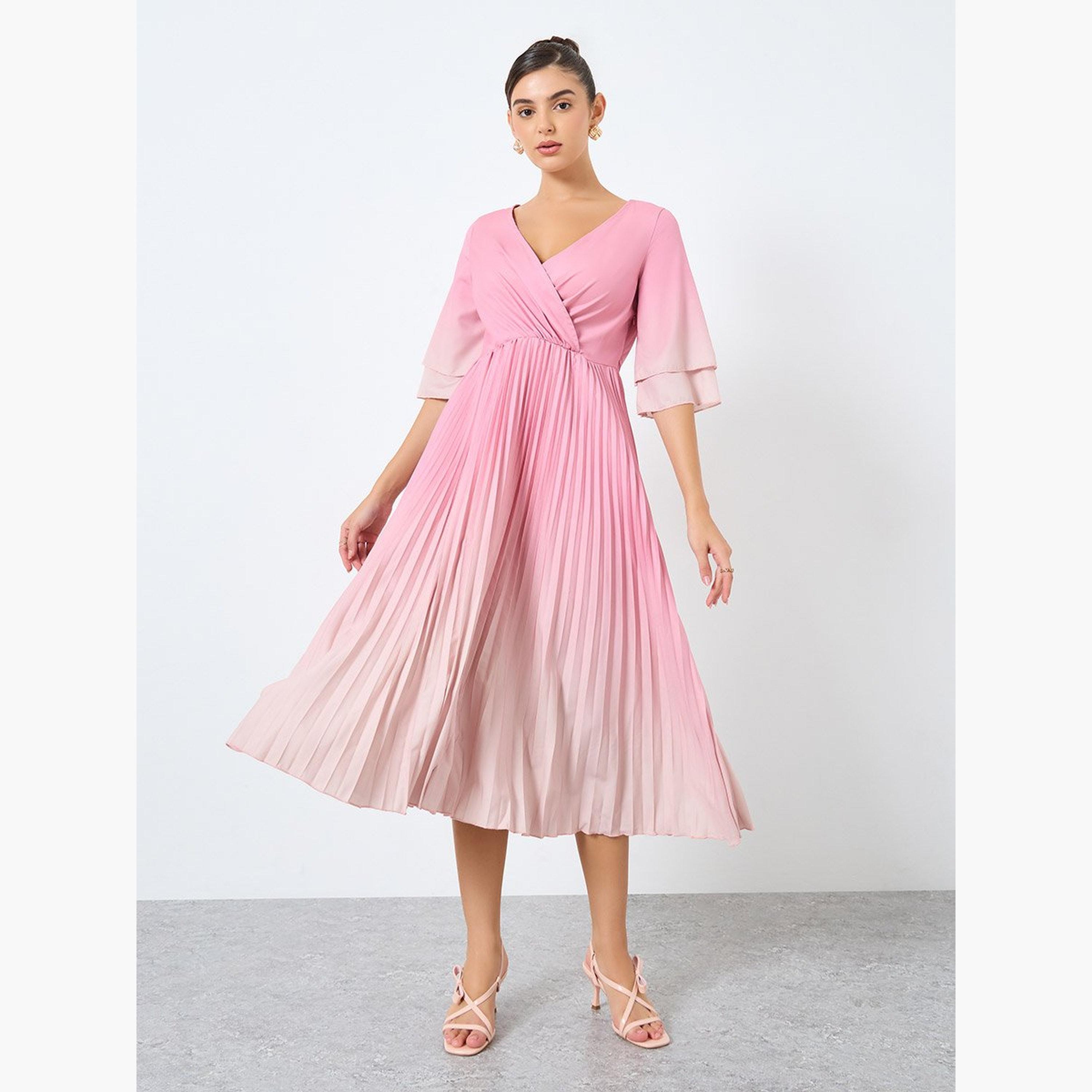 Styli Amber Print Pleated A-Line Midi Dress-women-clothing-dresses-image-2