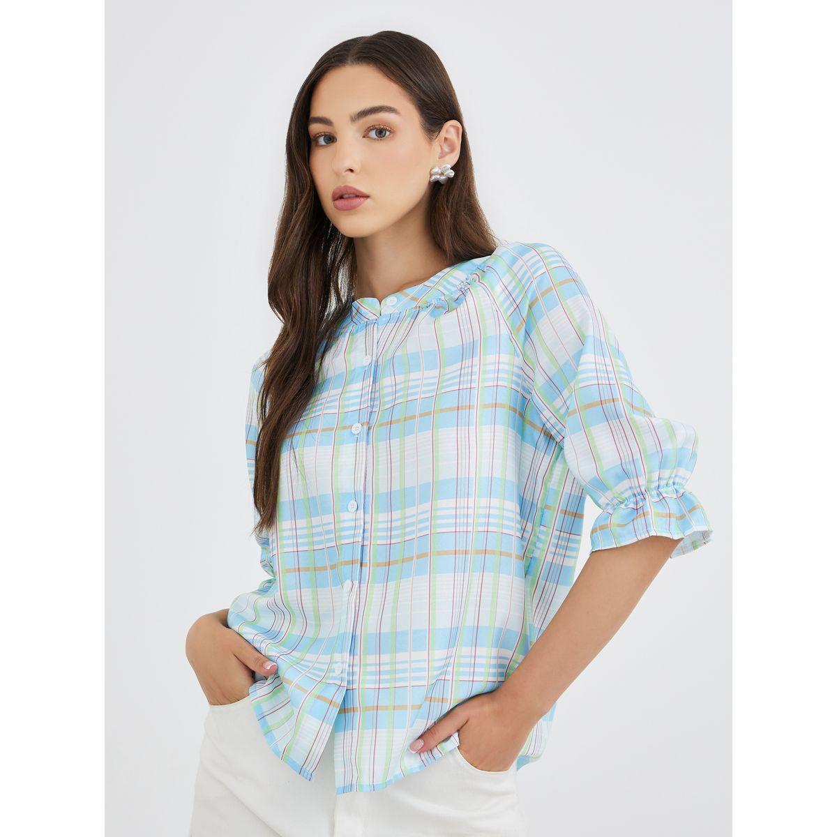 Styli Checked Pattern Buttoned Regular Fit Shirt-women-clothing-shirtsandblouses-shirts-image-1