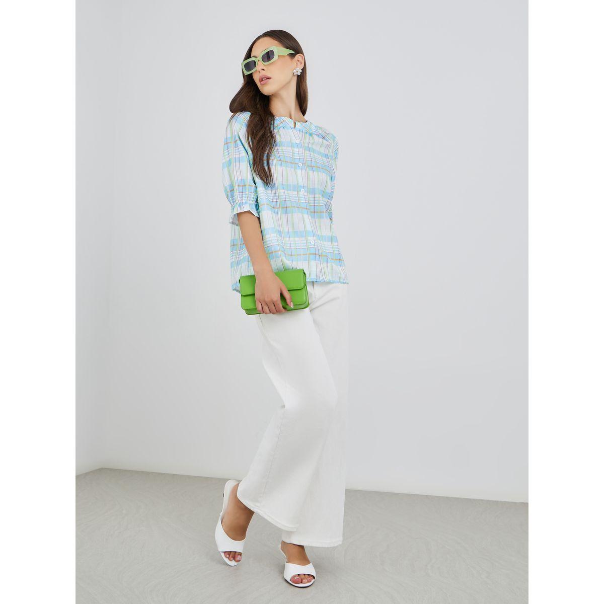Styli Checked Pattern Buttoned Regular Fit Shirt-women-clothing-shirtsandblouses-shirts-image-2
