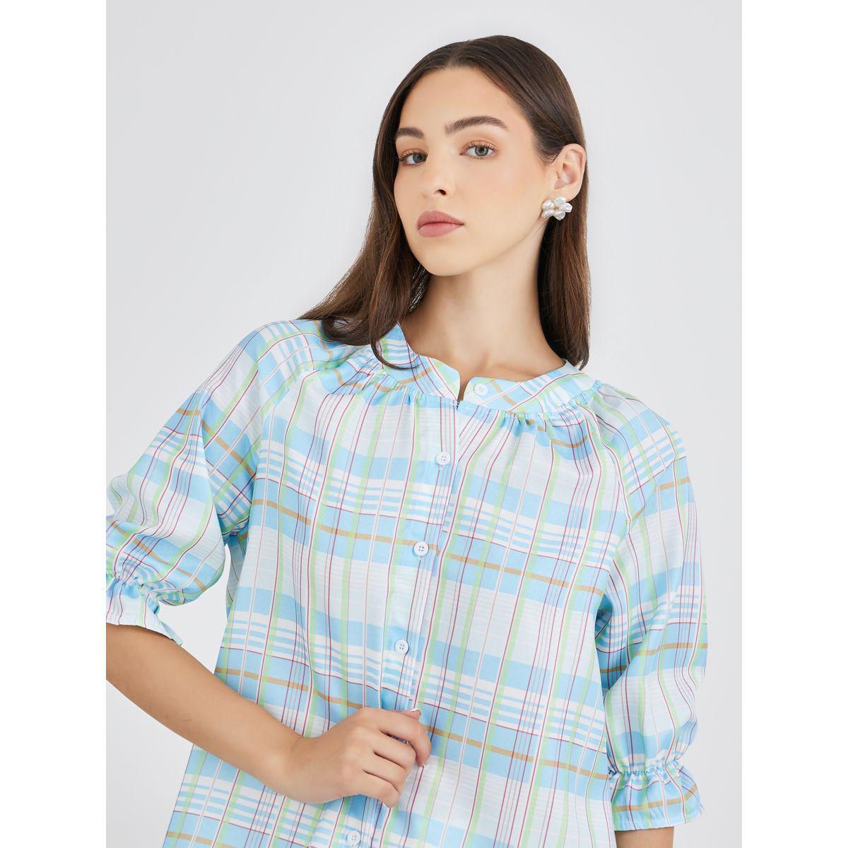 Styli Checked Pattern Buttoned Regular Fit Shirt-women-clothing-shirtsandblouses-shirts-image-3