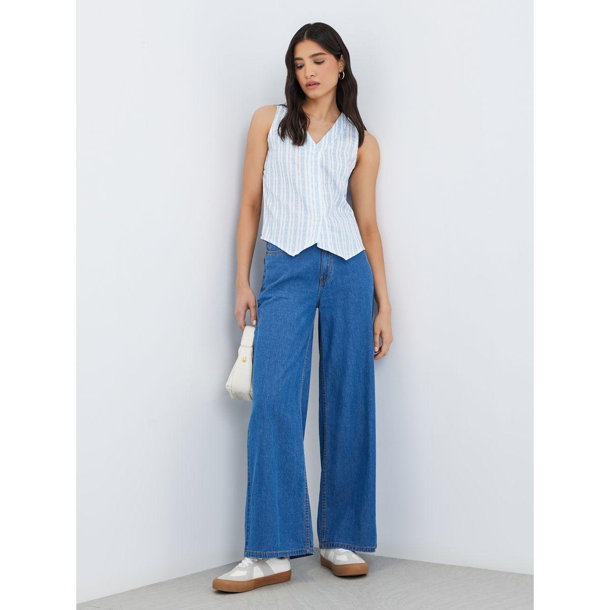 Styli Striped V-Neck Sleeveless Top-women-clothing-shirtsandblouses-shirts-image-2