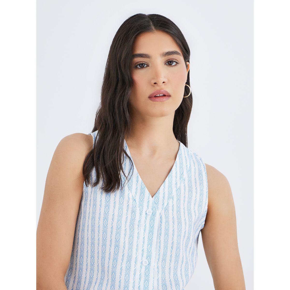 Styli Striped V-Neck Sleeveless Top-women-clothing-shirtsandblouses-shirts-image-3