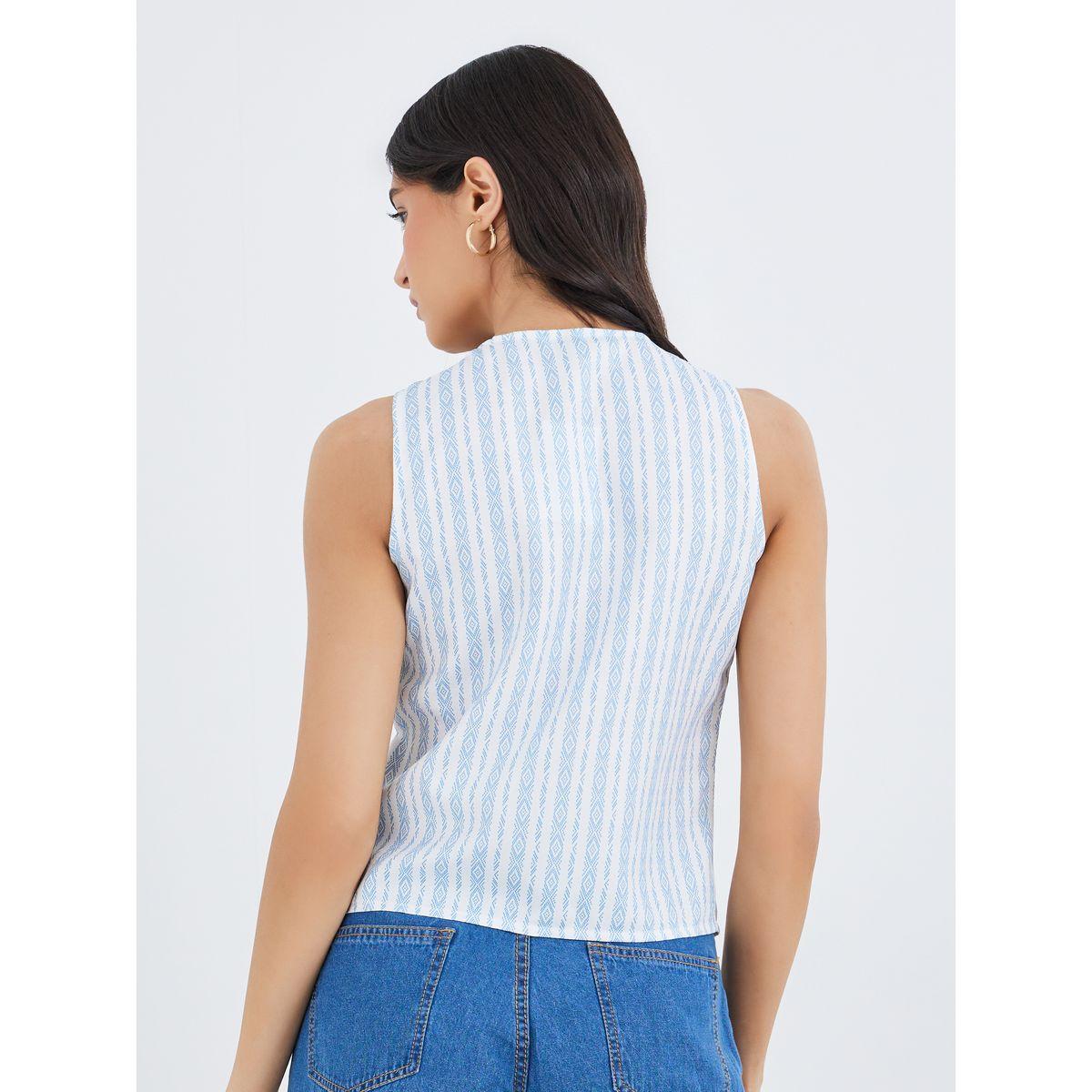 Styli Striped V-Neck Sleeveless Top-women-clothing-shirtsandblouses-shirts-image-4