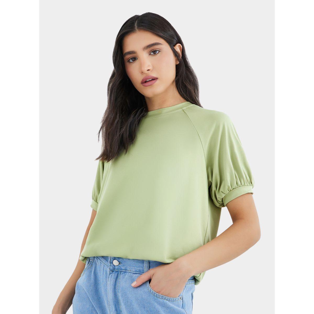 تيشيرت سادة بأكمام ريجلان وقصة عادية-women-clothing-tshirts-image-4