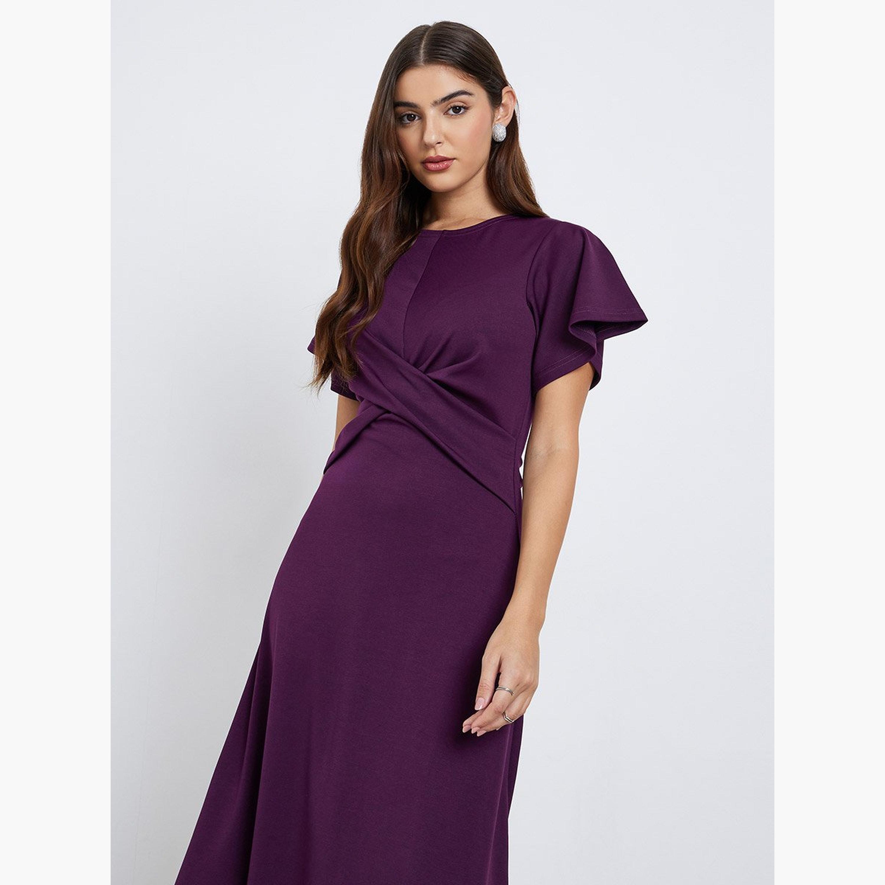 Styli Twist Front Sheath Midi Dress-women-clothing-dresses-image-2