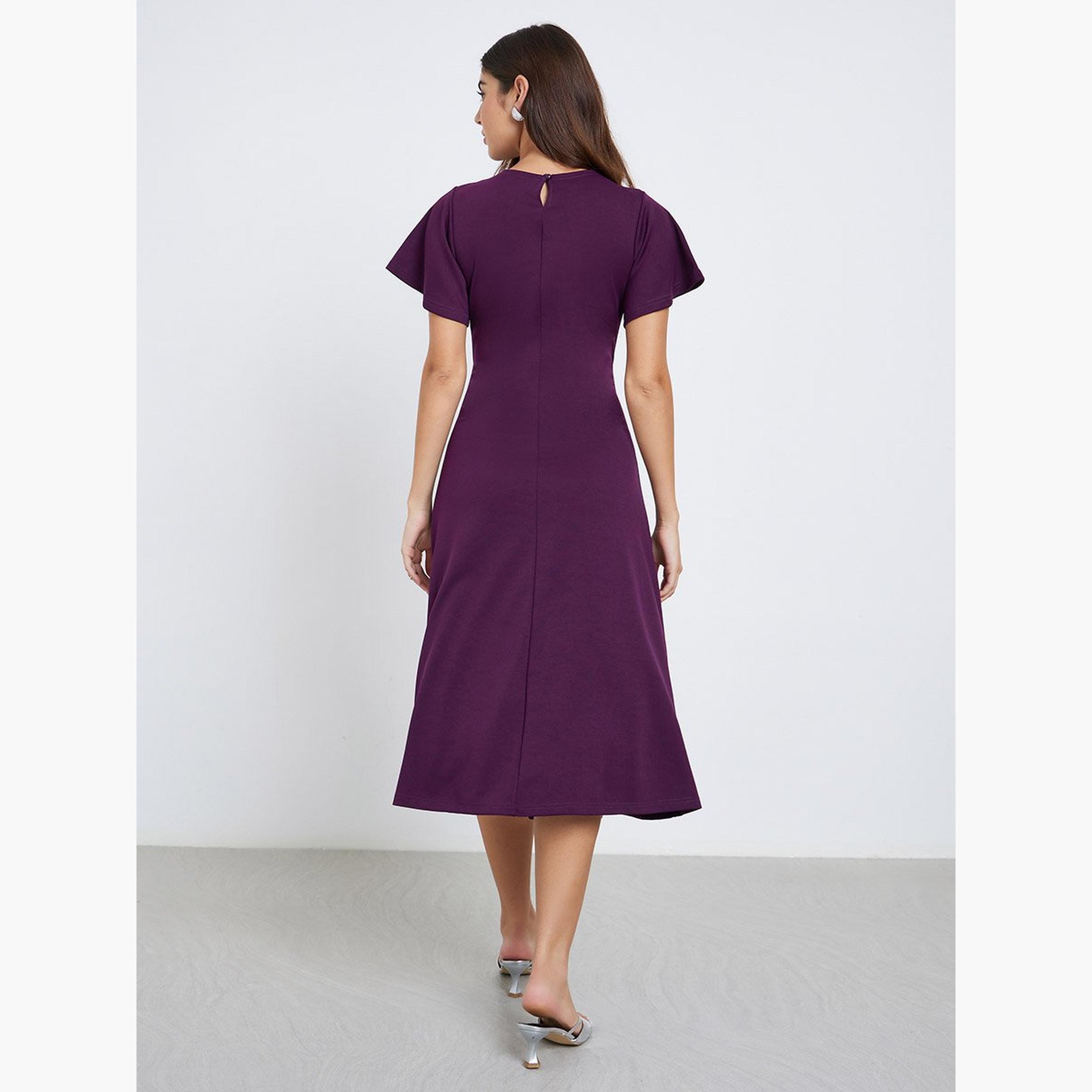 Styli Twist Front Sheath Midi Dress-women-clothing-dresses-image-4