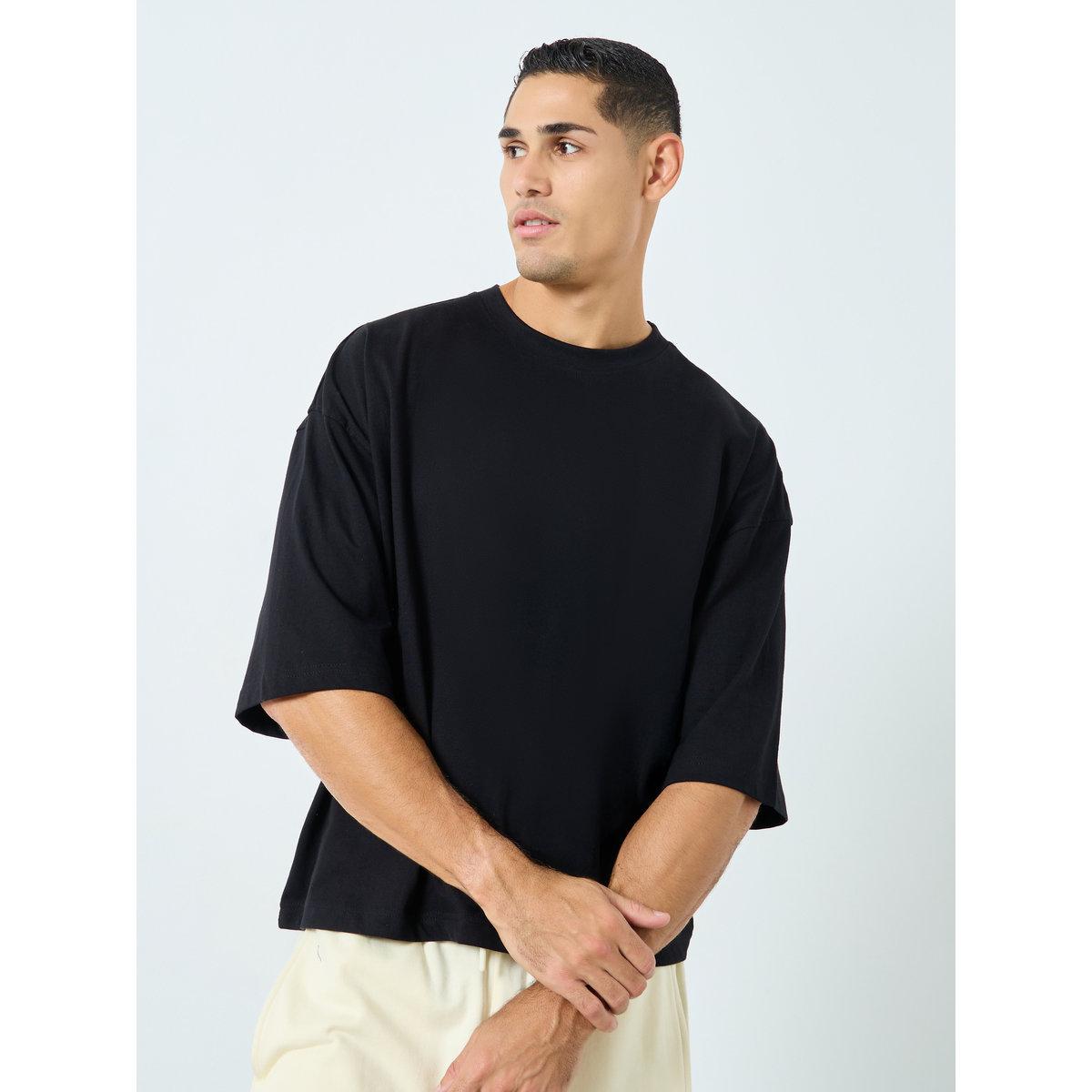 Styli Men Black Boxy Fit Jersey T-Shirt-men-clothing-tshirtsandpolos-tshirts-image-1
