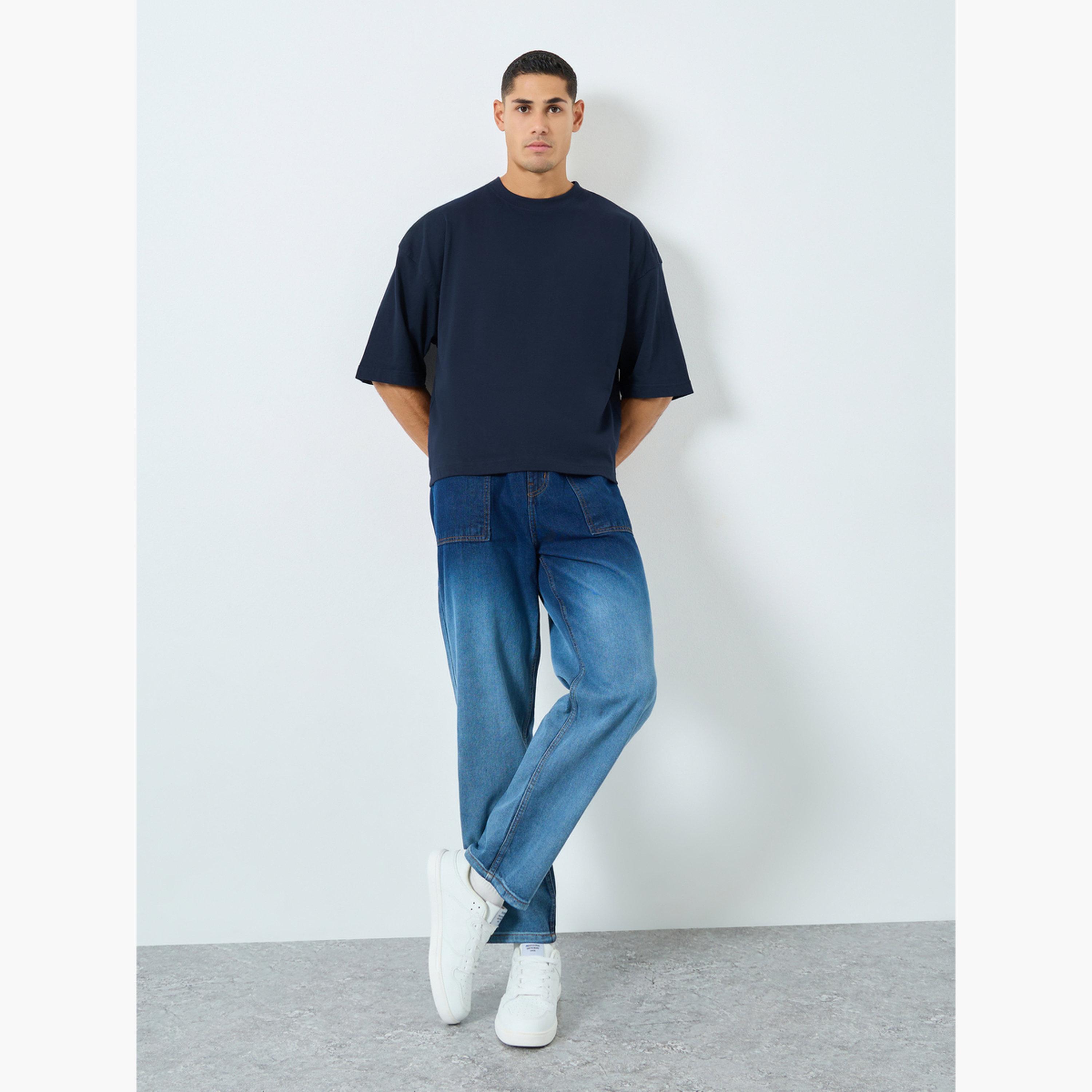 Styli Navy Blue Boxy Fit T-Shirt-men-clothing-tshirtsandpolos-tshirts-image-2