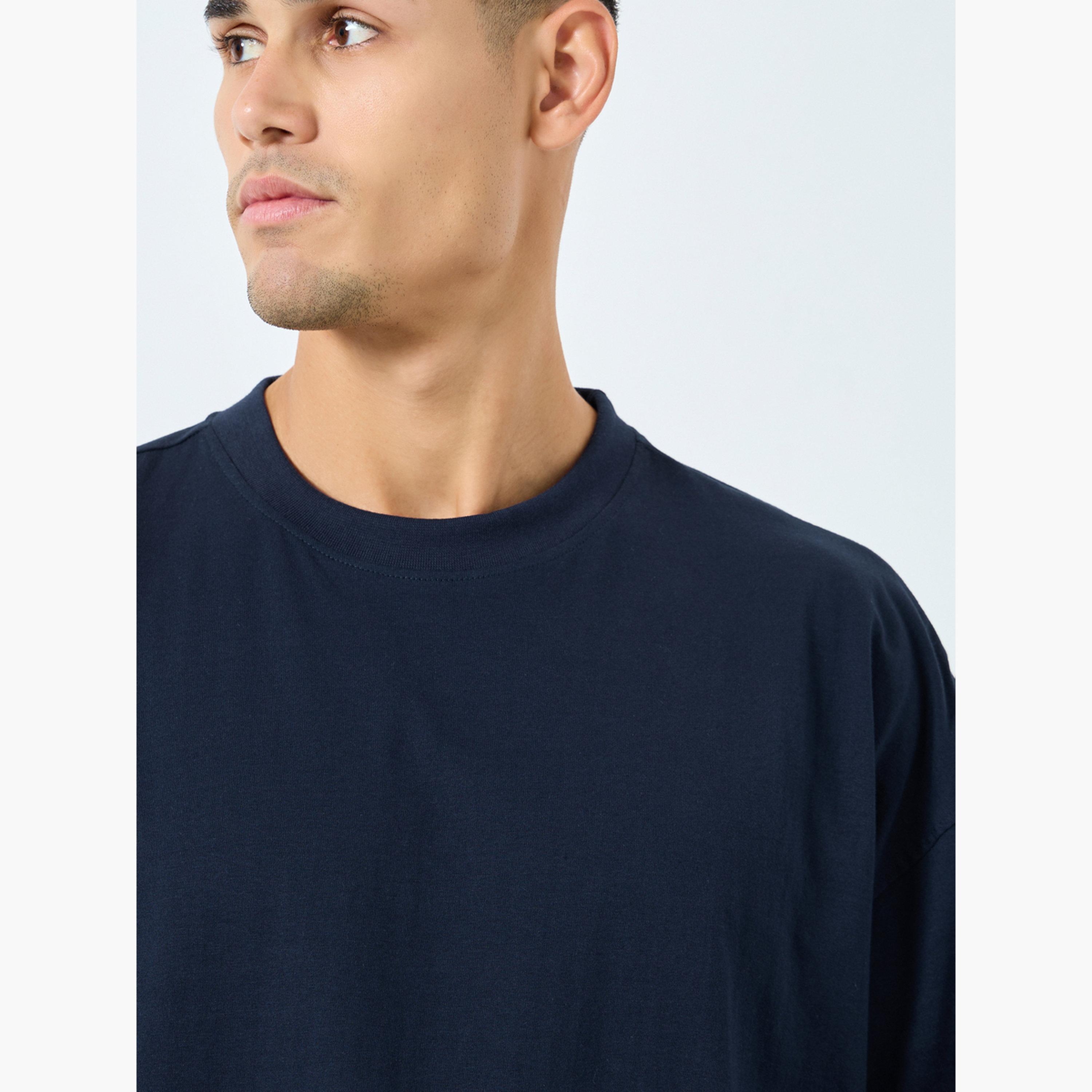 Styli Navy Blue Boxy Fit T-Shirt-men-clothing-tshirtsandpolos-tshirts-image-3