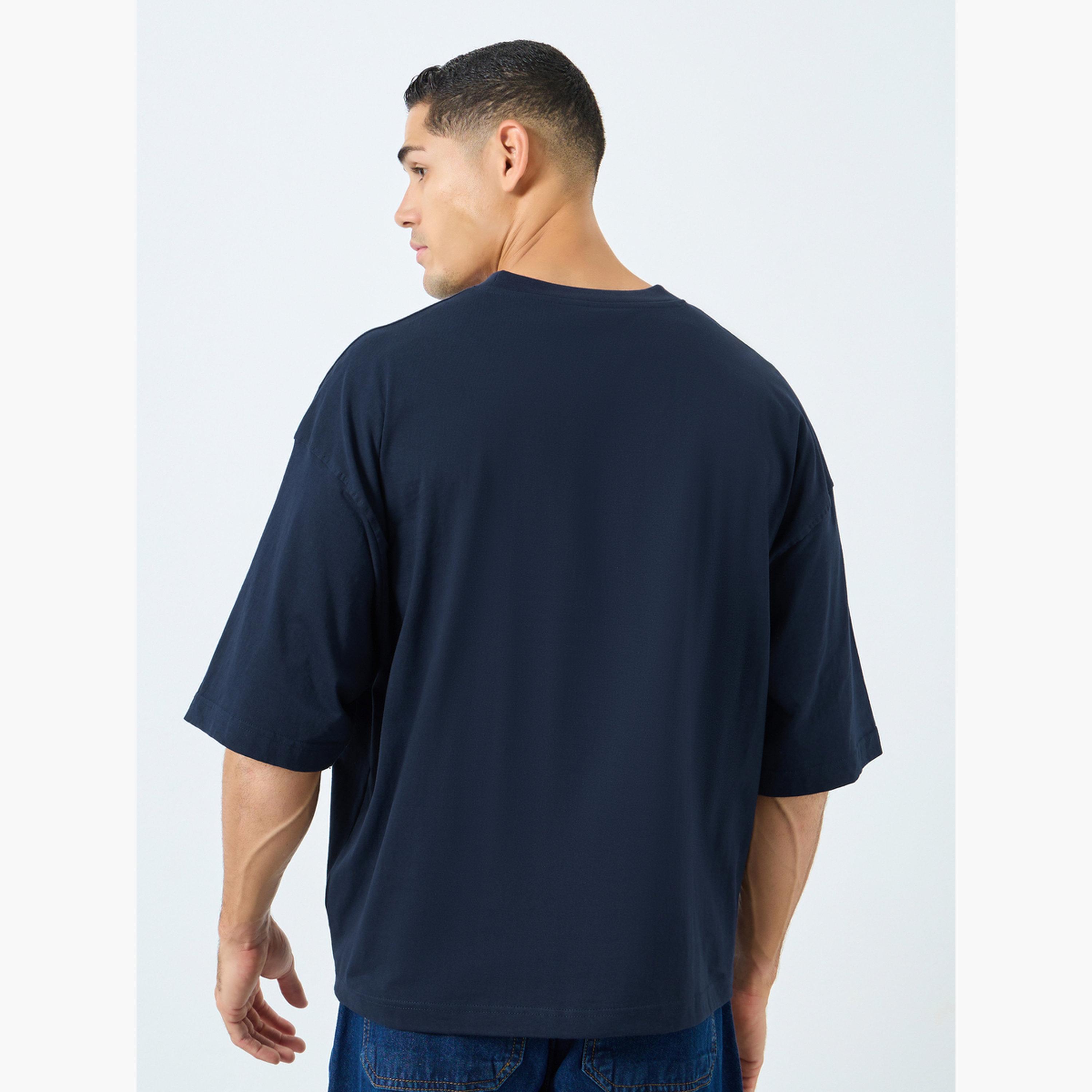 Styli Navy Blue Boxy Fit T-Shirt-men-clothing-tshirtsandpolos-tshirts-image-4