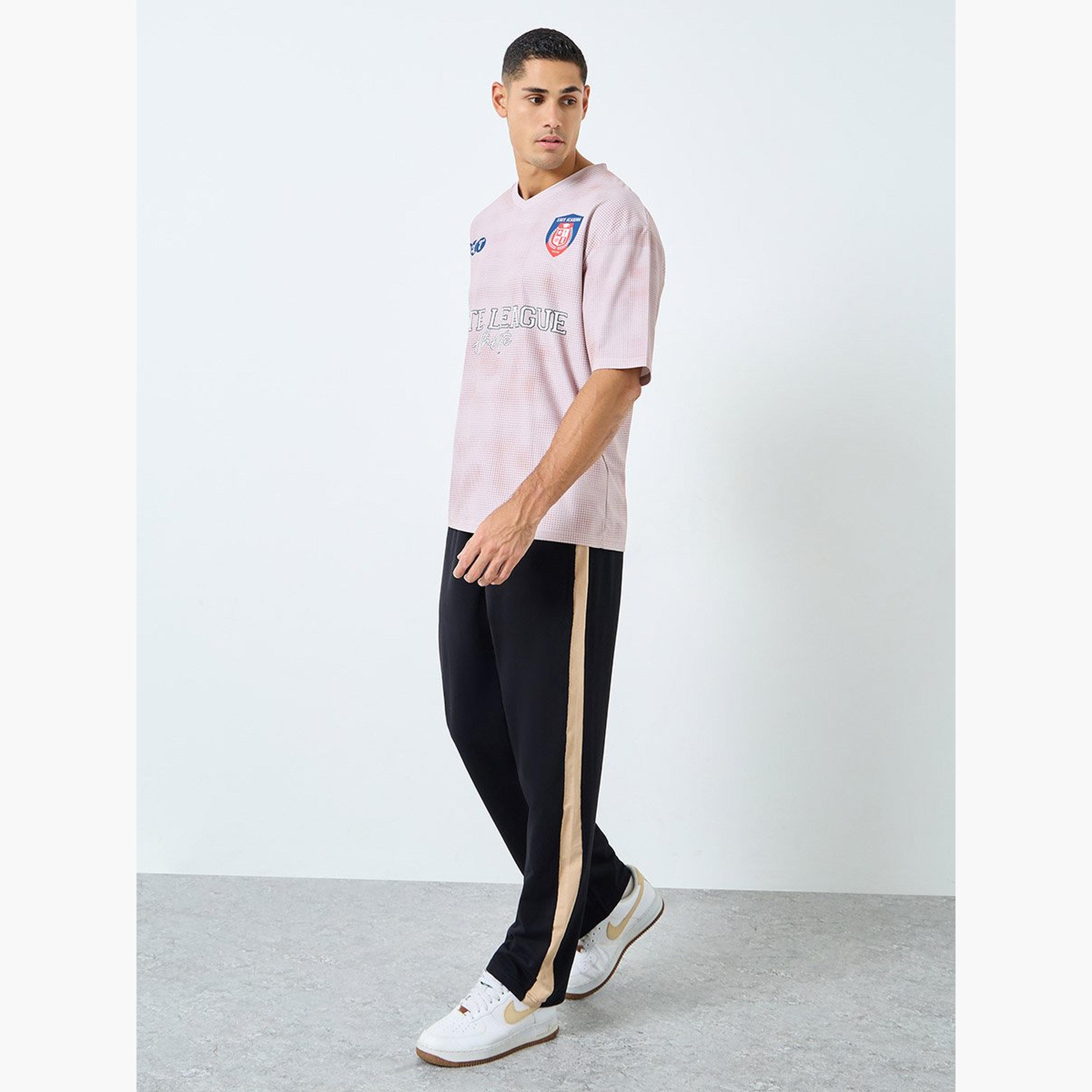 Styli Men Black Terry Joggers with Side Stripe-men-clothing-sportswearandactivewear-bottoms-joggers-image-2