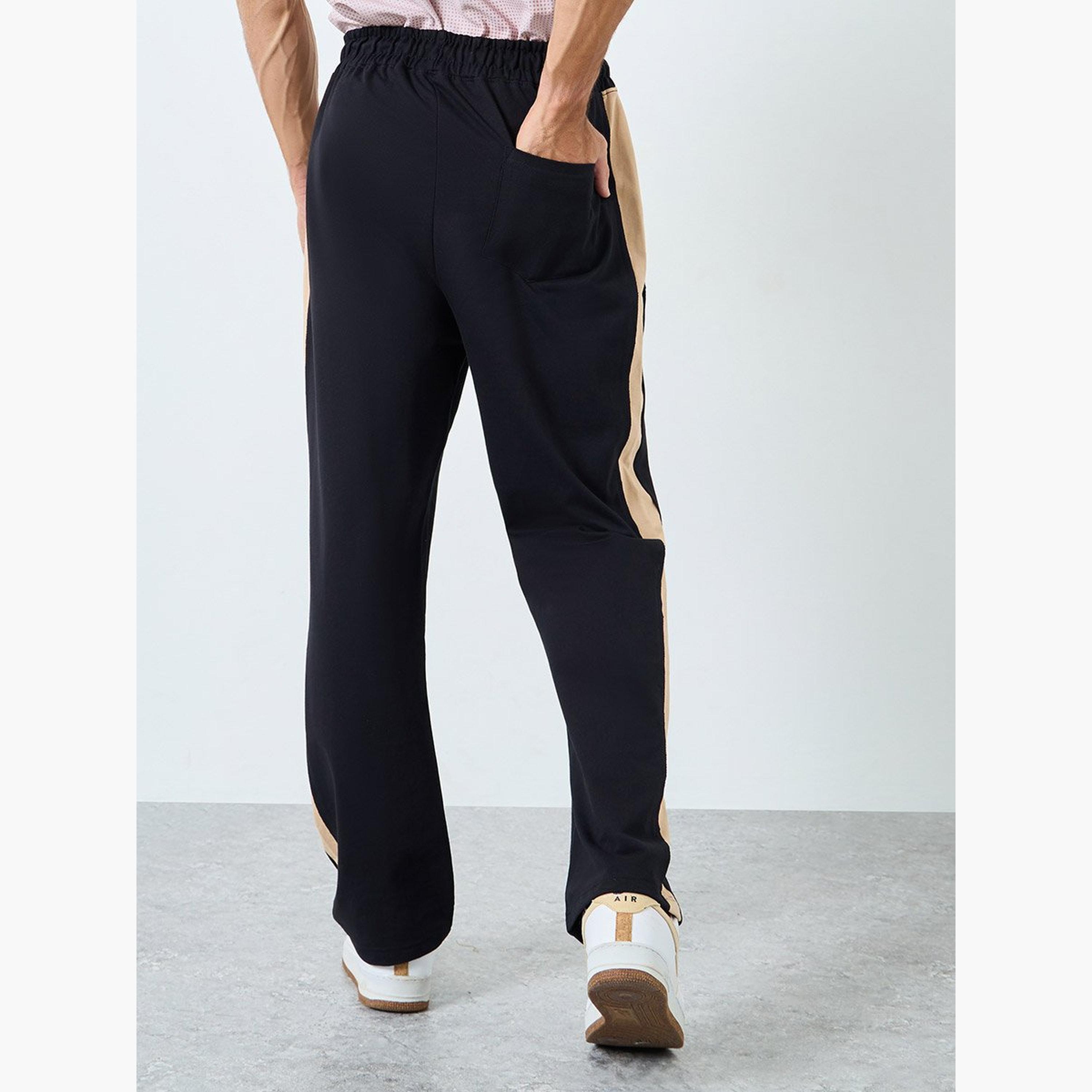 Styli Men Black Terry Joggers with Side Stripe-men-clothing-sportswearandactivewear-bottoms-joggers-image-4