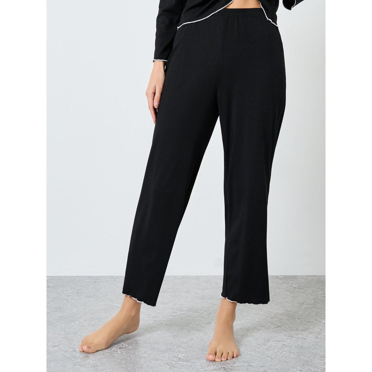 Styli Contrast Pipping Detail T-Shirt and Pyjama Set-women-clothing-nightwear-pyjamas-longsets-image-5