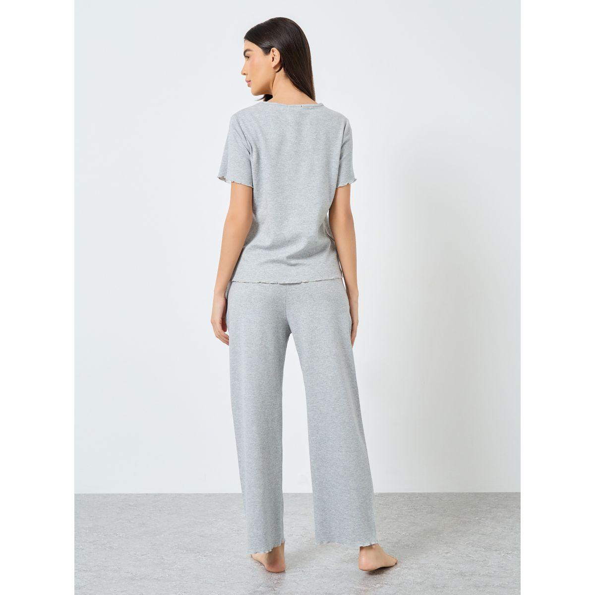 Styli Lettuce Edge Embroidered T-Shirt and Pyjama Set-women-clothing-nightwear-pyjamas-longsets-image-4