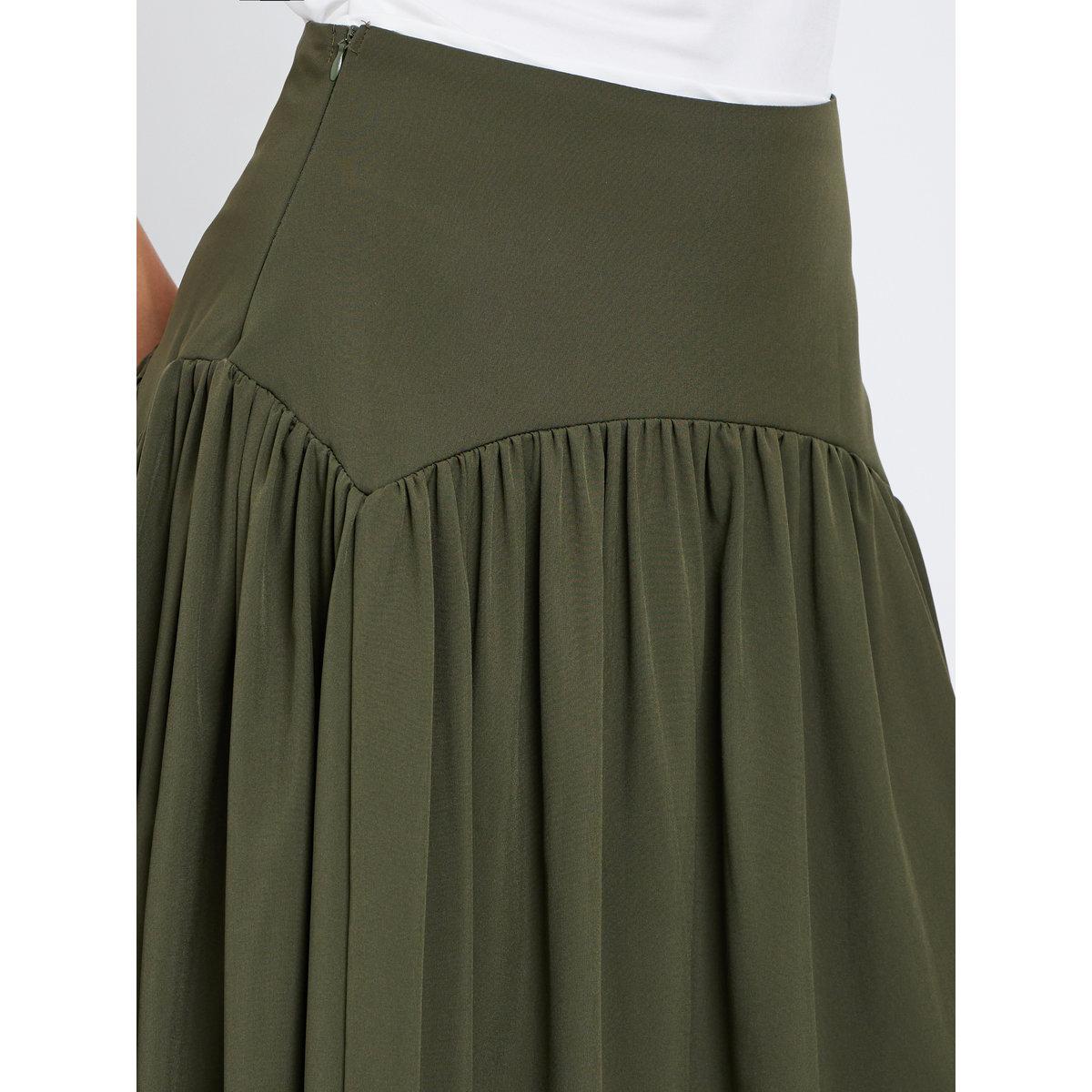 تنورة طويلة سادة بتفاصيل مُجمعة-women-clothing-bottoms-skirts-image-3