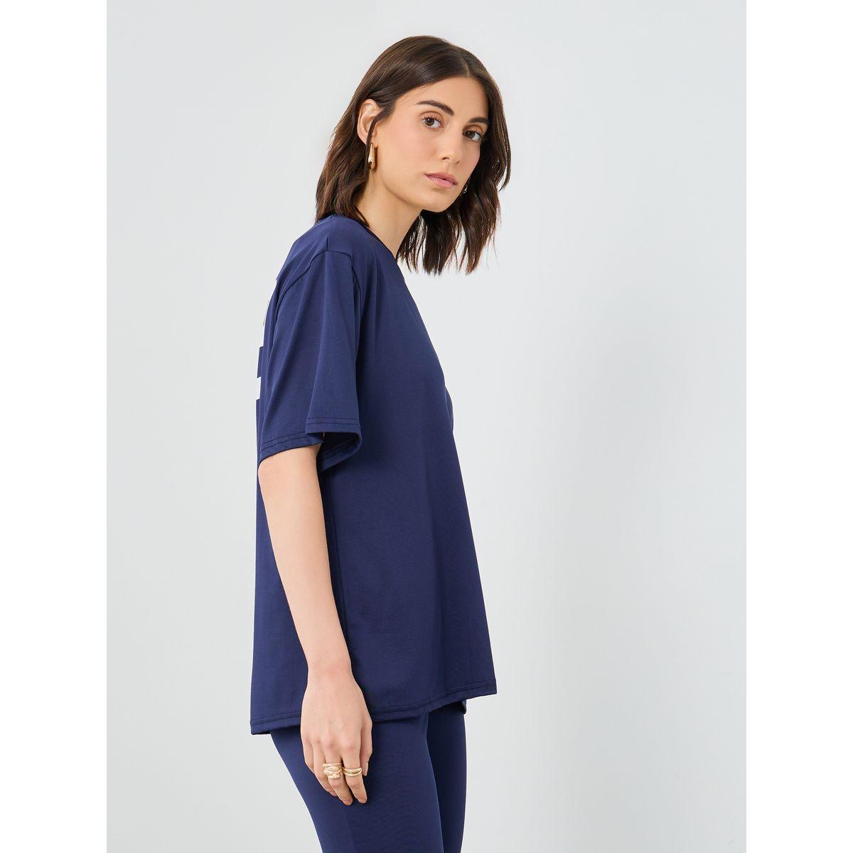 Styli Number Print Longline T-Shirt and Flared Leggings Co-Ords-women-clothing-coordsets-image-2