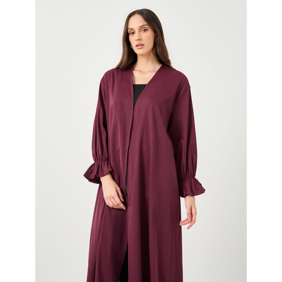 كيمونو طويل بقصة عادية وتفاصيل دانتيل-women-arabicclothing-abayas-image-3
