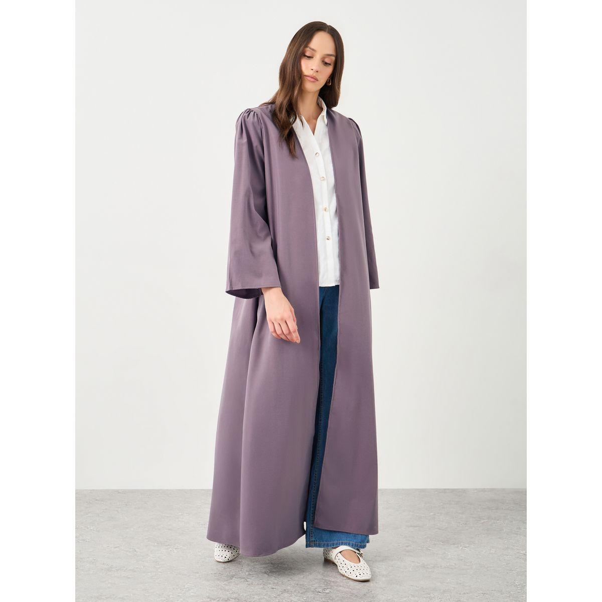 Styli Women Purple Front Open Regular Fit Abaya-women-arabicclothing-abayas-image-2