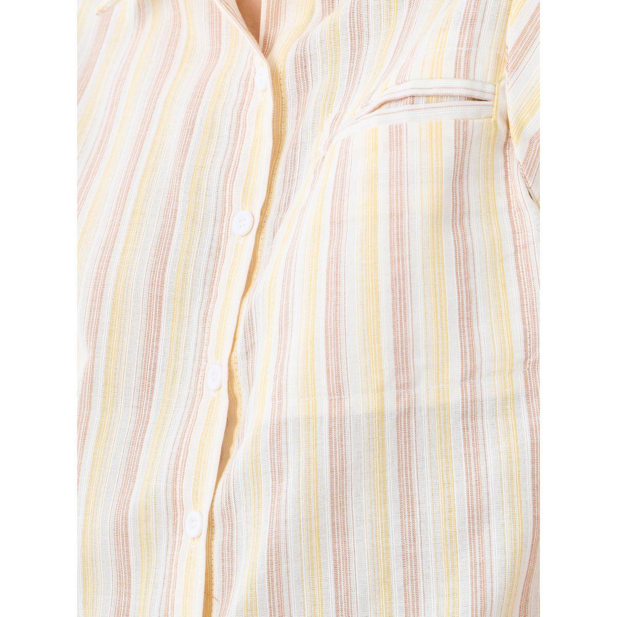 بلوزة مخططة بلا أكمام مع ياقة سبريد-women-clothing-shirtsandblouses-shirts-image-4