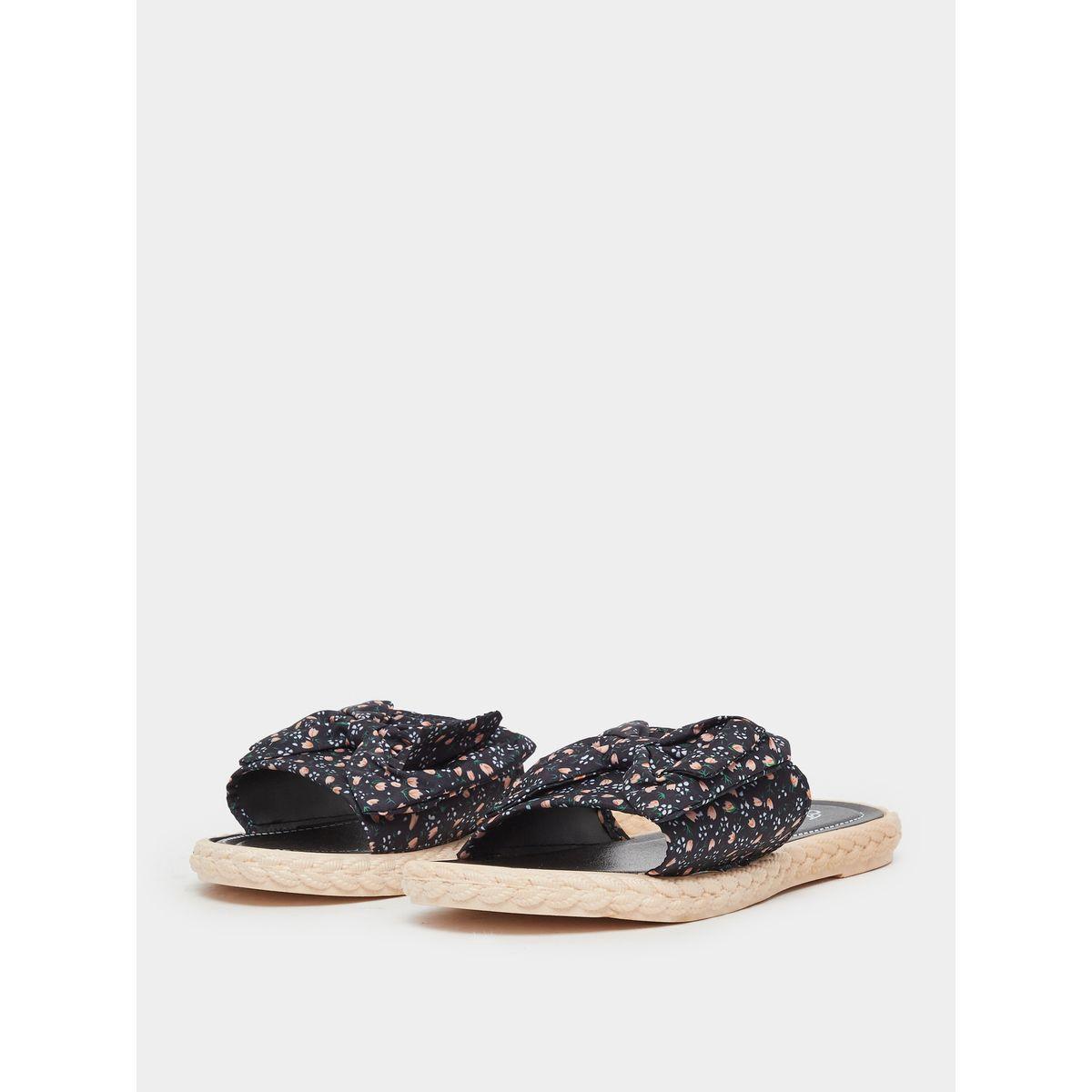 Styli Floral Print Bow Detail Flat Sandals-women-shoes-flipflopsandslides-image-2
