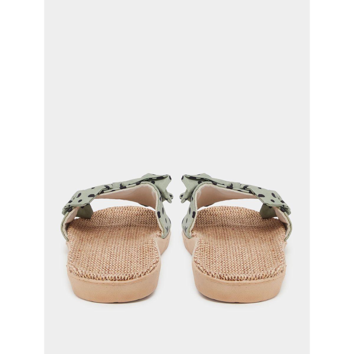 Styli Polka Dot Print Bow Detail Flat Sandals-women-shoes-flipflopsandslides-image-4